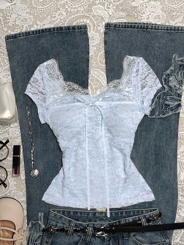 Lace Bow Retro Shirt - Image 5