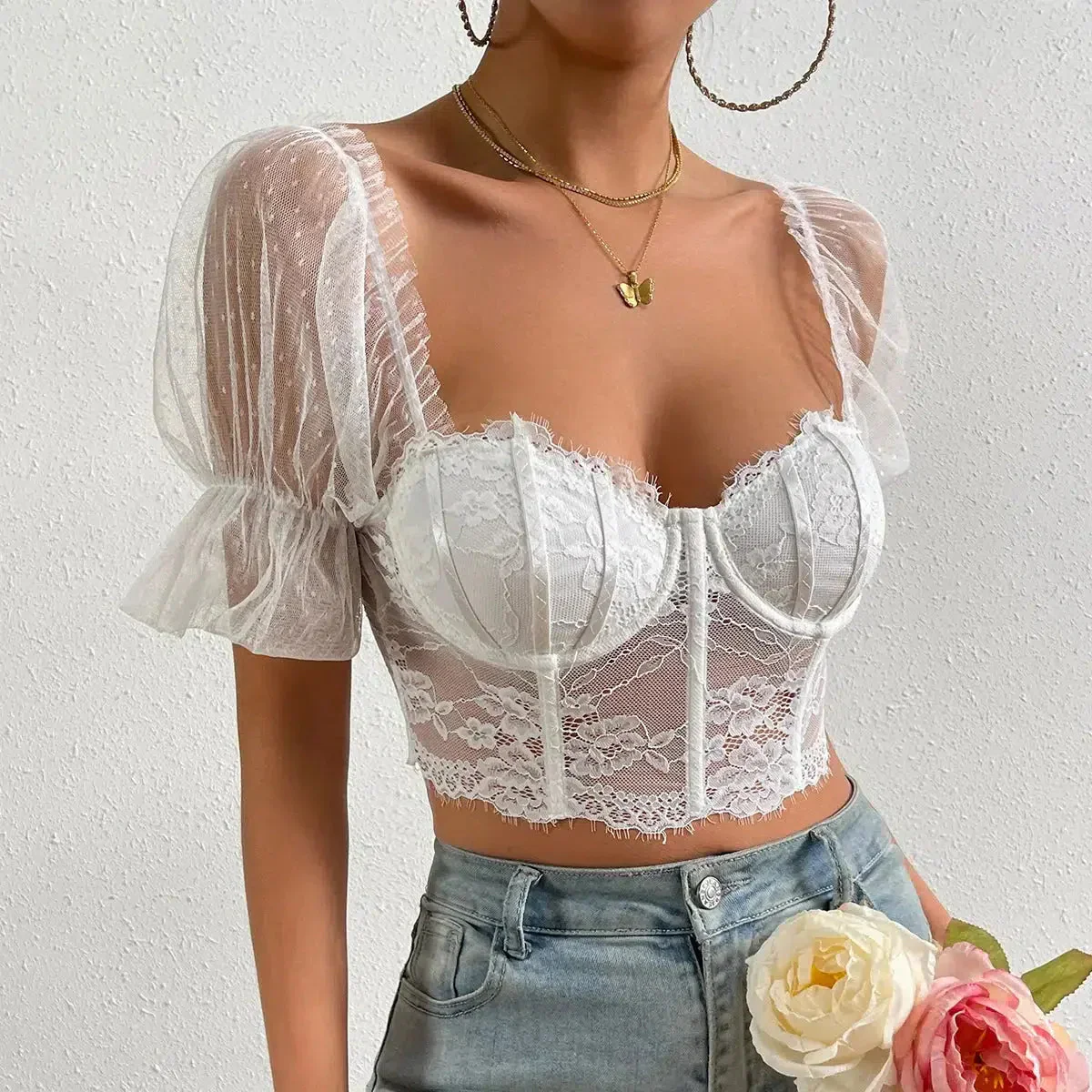 Bustier Lace Black Corset Top - Image 4
