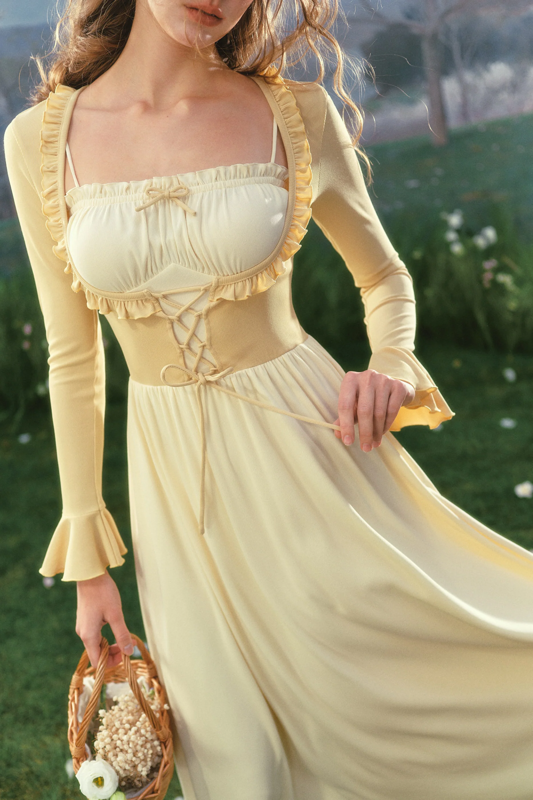 Lace Collar Color Blocking Dress - Image 7