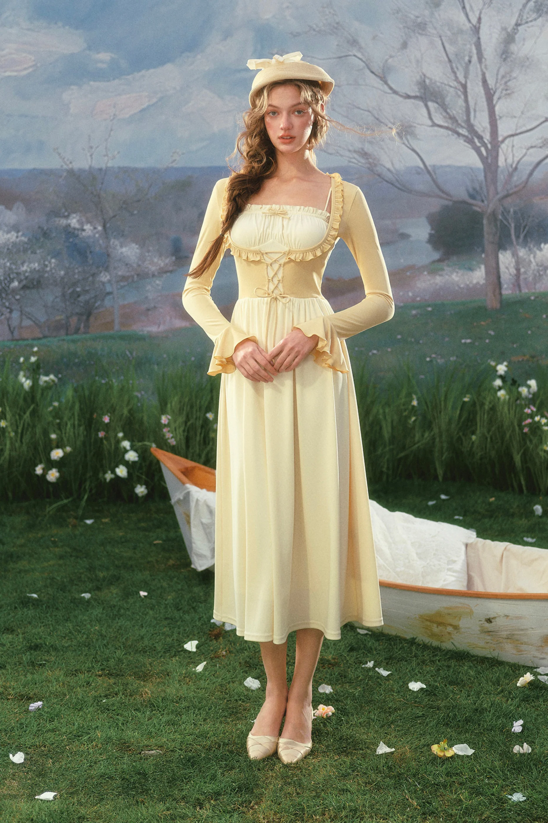 Lace Collar Color Blocking Dress - Image 9