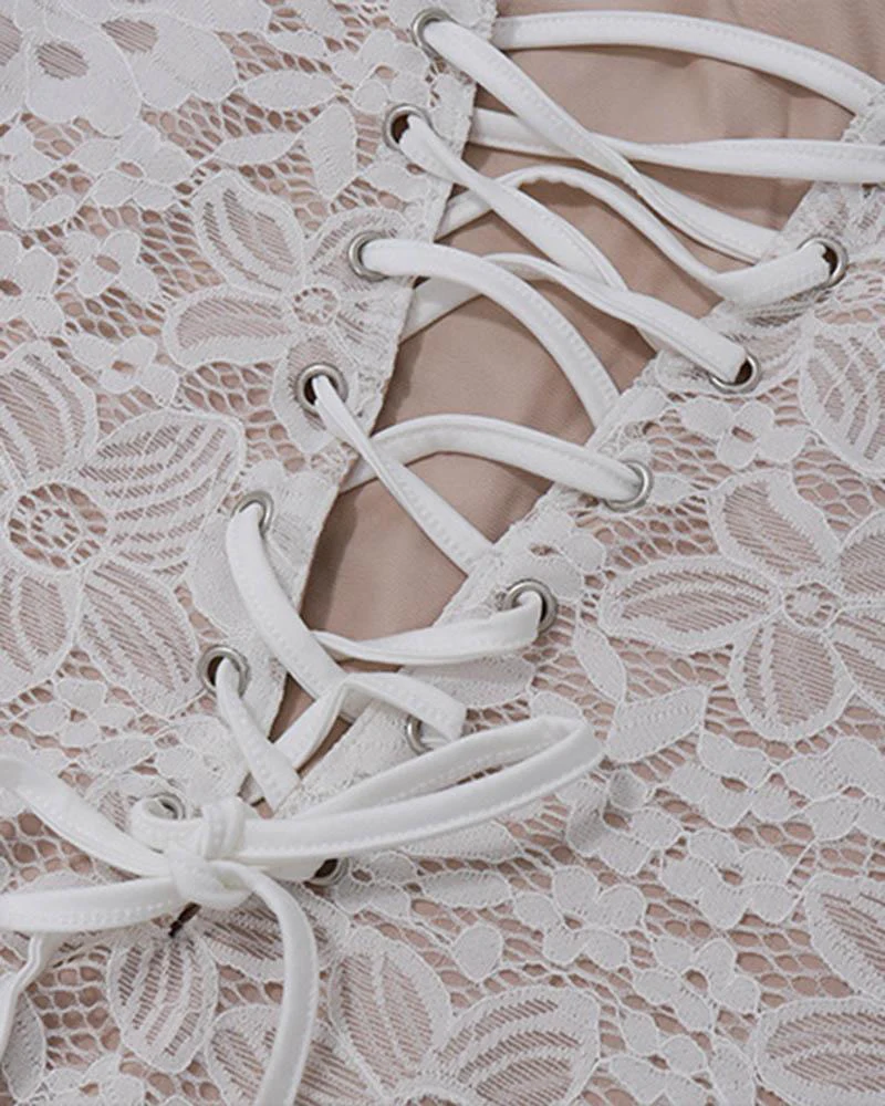 Lace Corset Mini Coquette Dress - Image 7