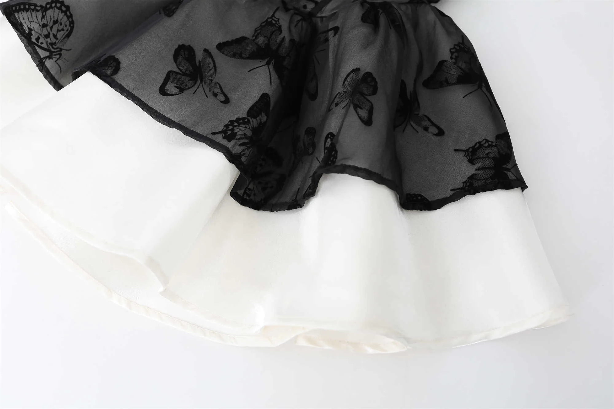 Lace Fake Two-piece Butterfly Satin Dress - Image 3