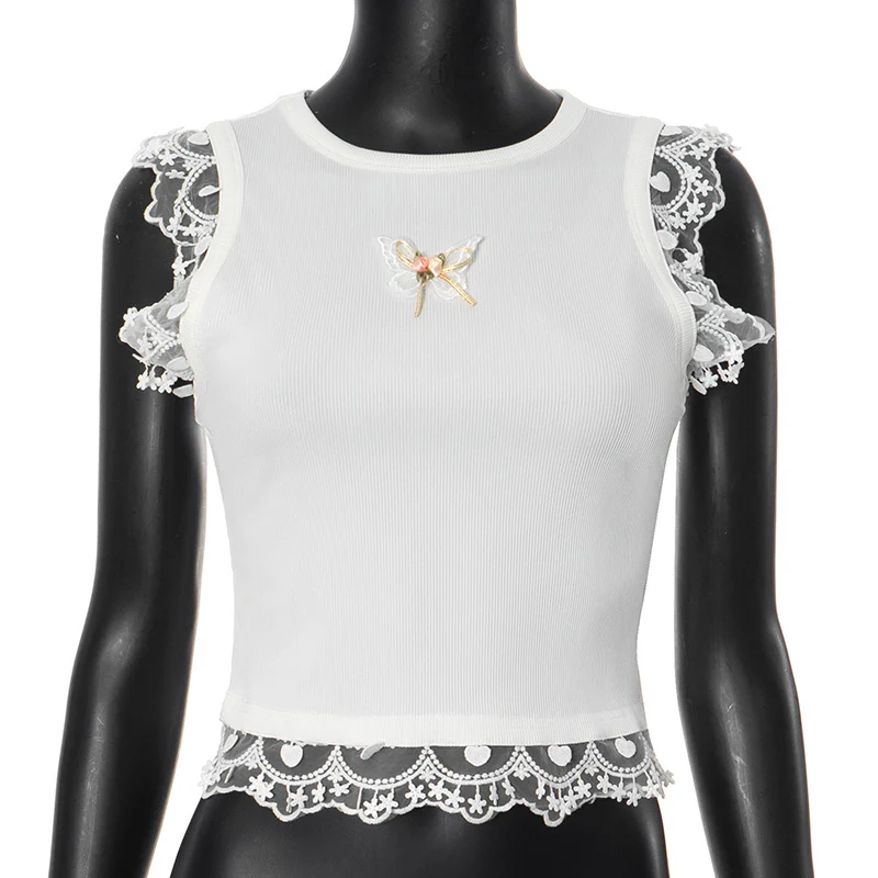 Lace Flower Crop Top - Image 2