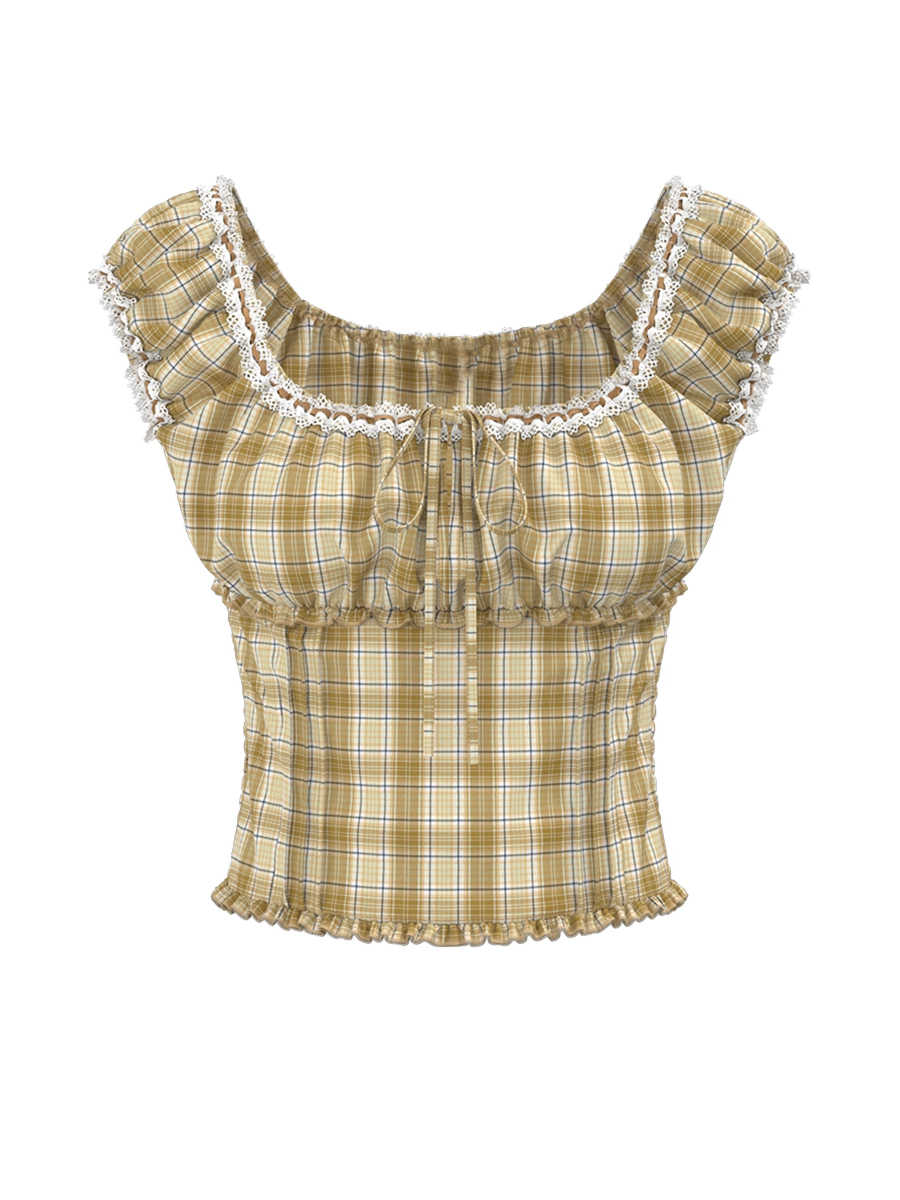 Lace Fungus Plaid Blouse - Image 3
