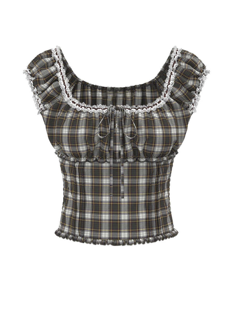 Lace Fungus Plaid Blouse - Image 4