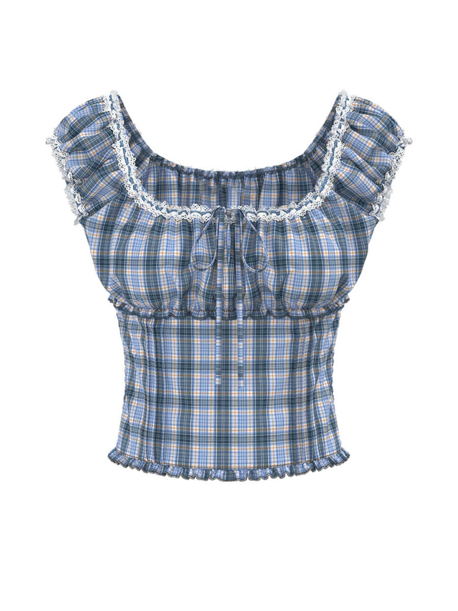 Lace Fungus Plaid Blouse - Image 5