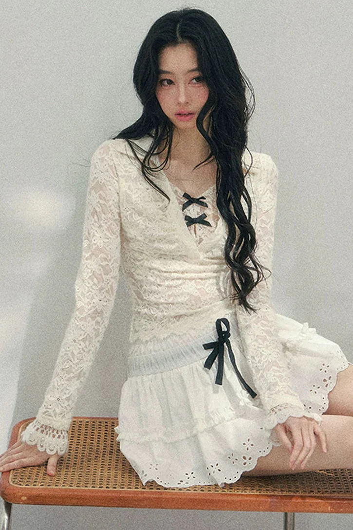 Lace Ribbon Slim Top - Image 8