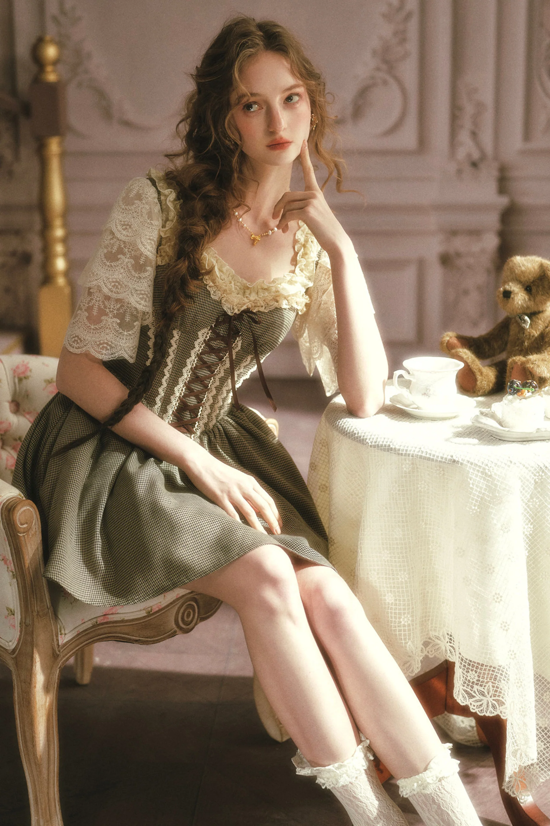 Lace Houndstooth Camisole Dress - Image 8