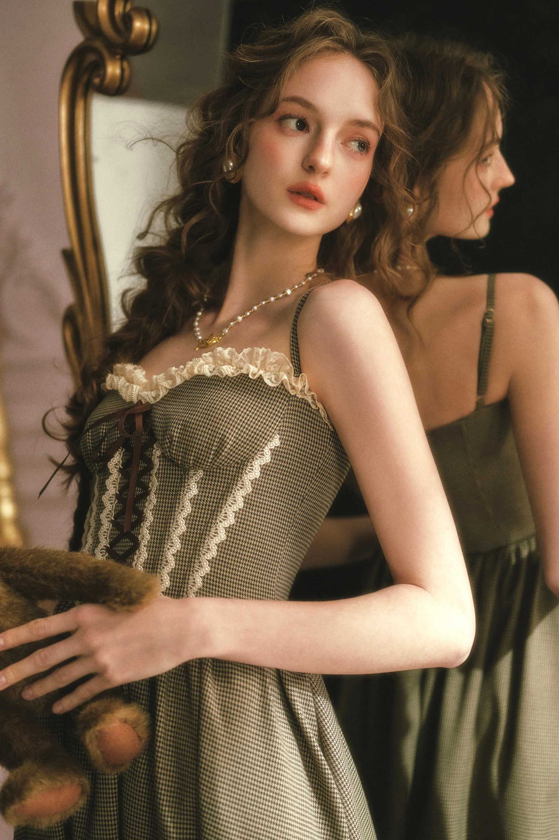 Lace Houndstooth Camisole Dress - Image 19