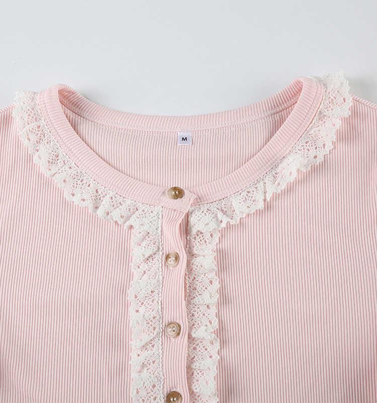 Lace Knitted Long-sleeved Coquette Top - Image 2