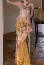 Lace Knitted Stretch Irregular Tube Top + Gold Spliced Skirt Set - Image 2