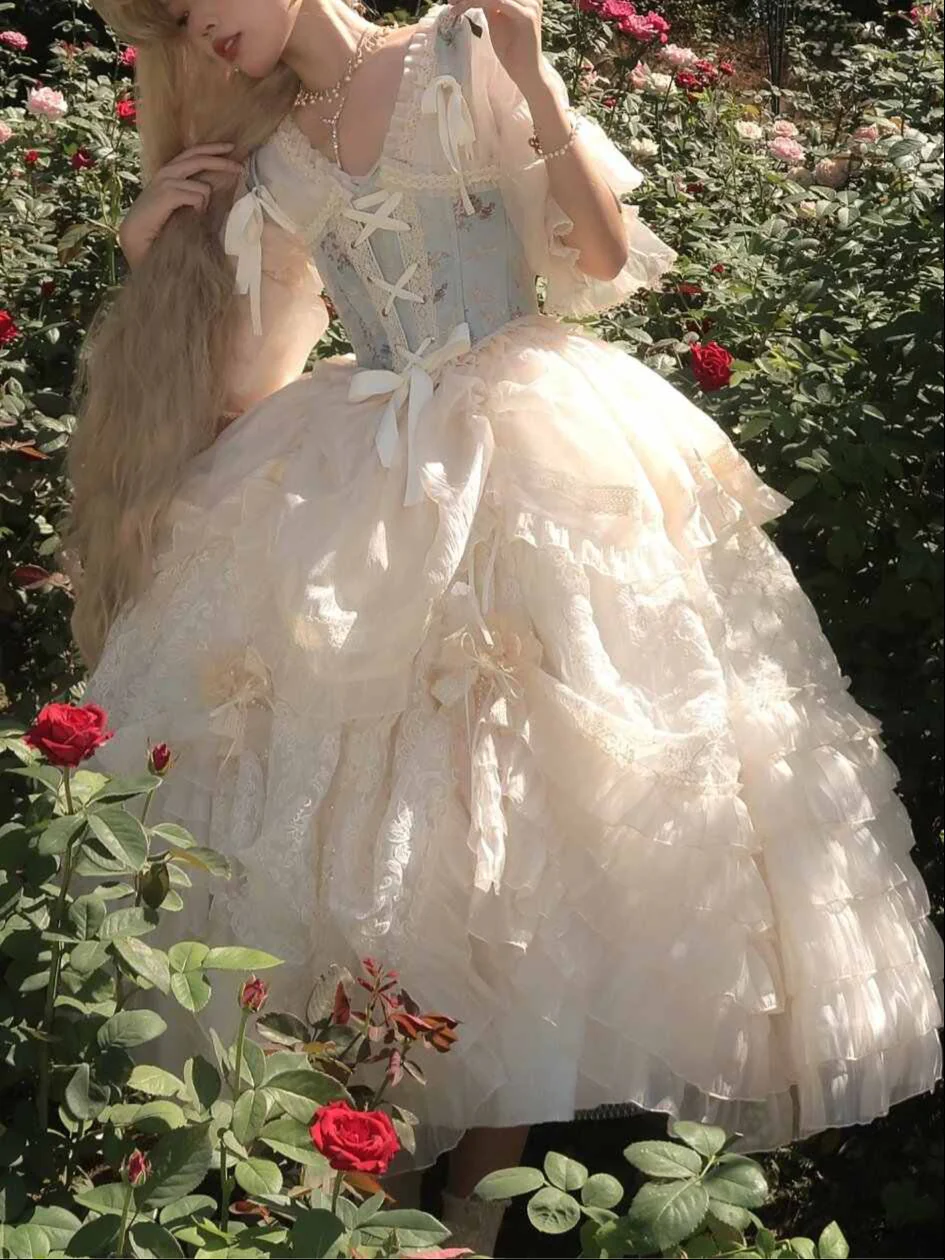 Lace Mesh Flower Corset Princess Dress - Image 3