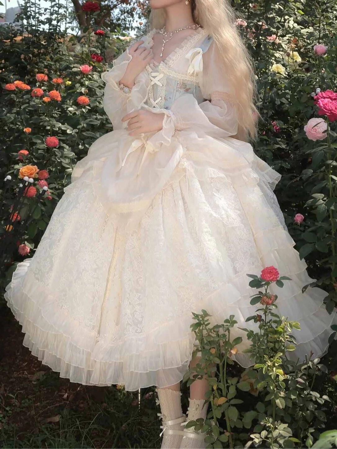 Lace Mesh Flower Corset Princess Dress - Image 5