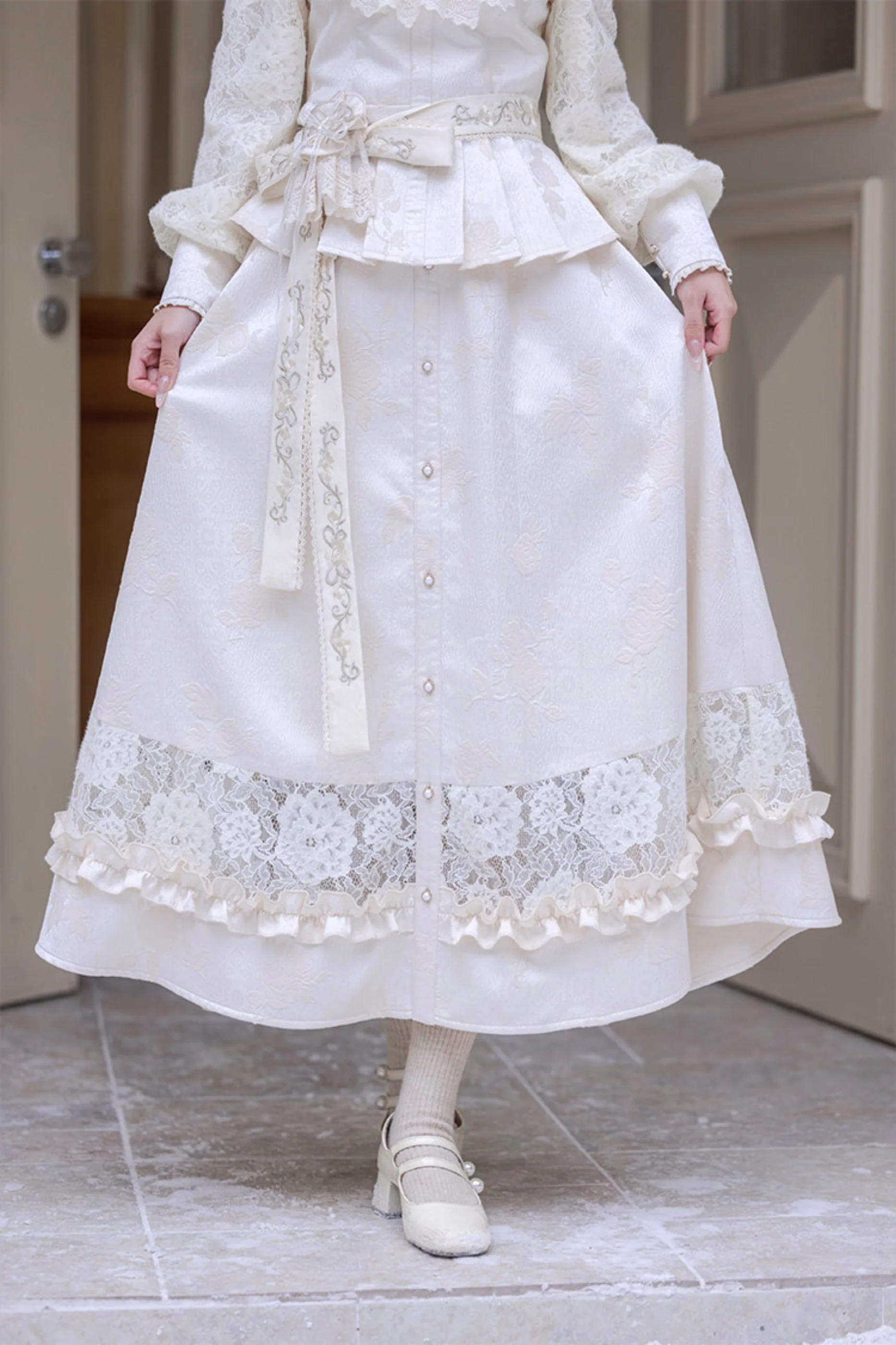 Lace Patchwork Vintage Dress - Image 9