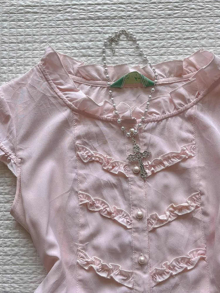 Lace Pink Retro Shirt - Image 3