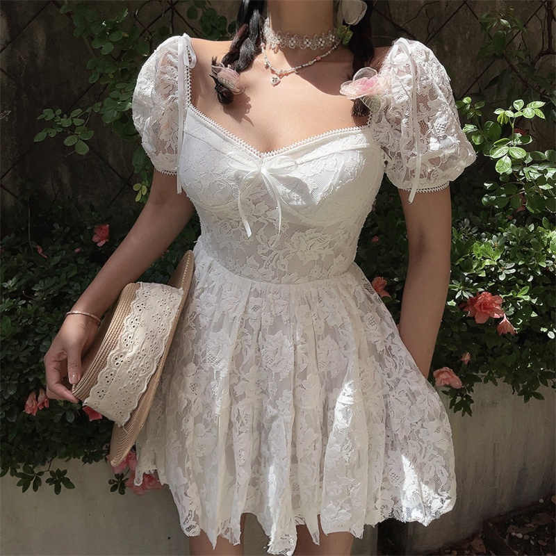 Lace Puff Sleeve Holiday Dress - Image 2