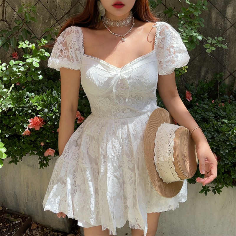 Lace Puff Sleeve Holiday Dress - Image 4