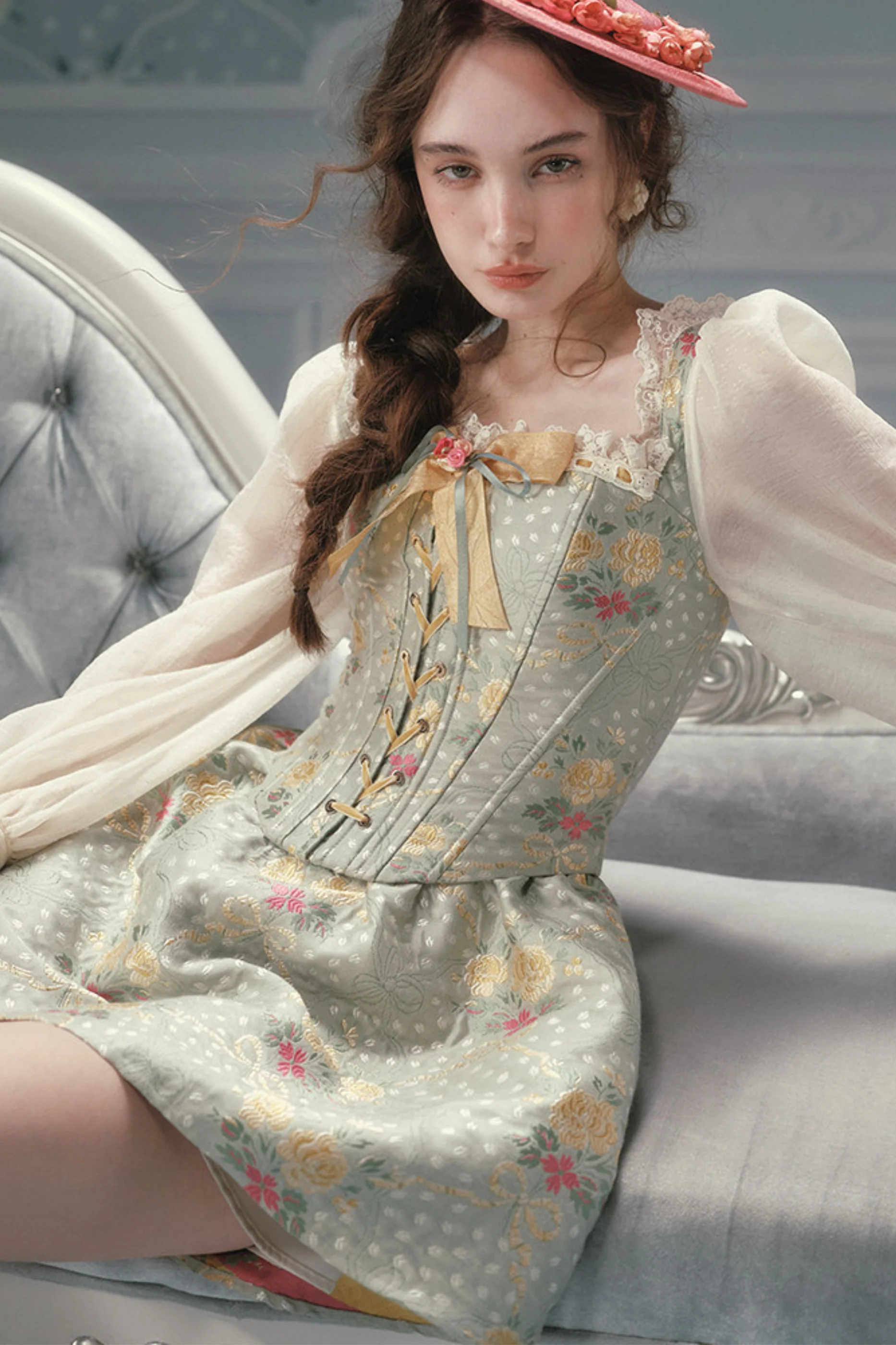 Lace Retro Fishbone Dress - Image 4