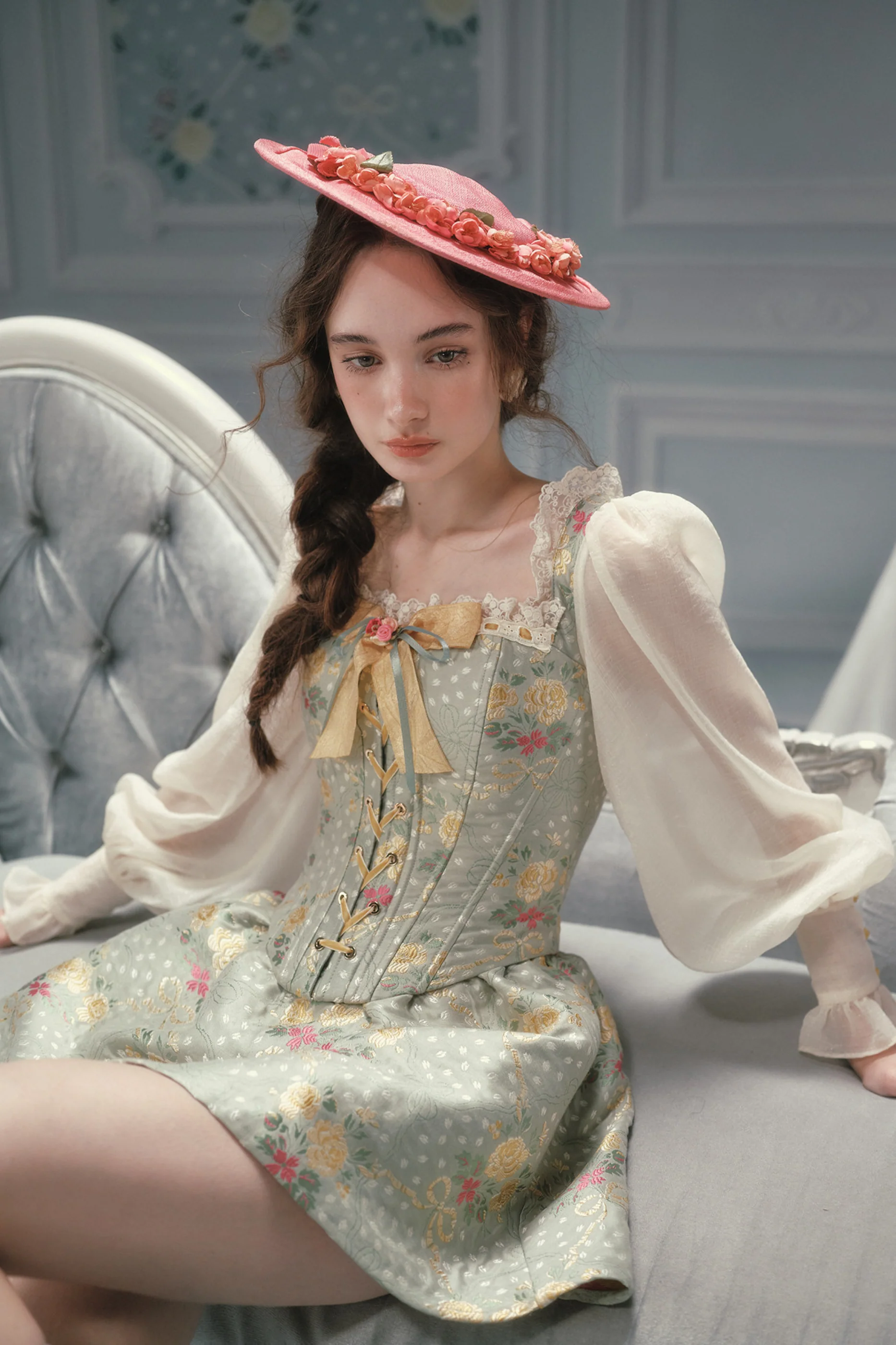 Lace Retro Fishbone Dress - Image 7