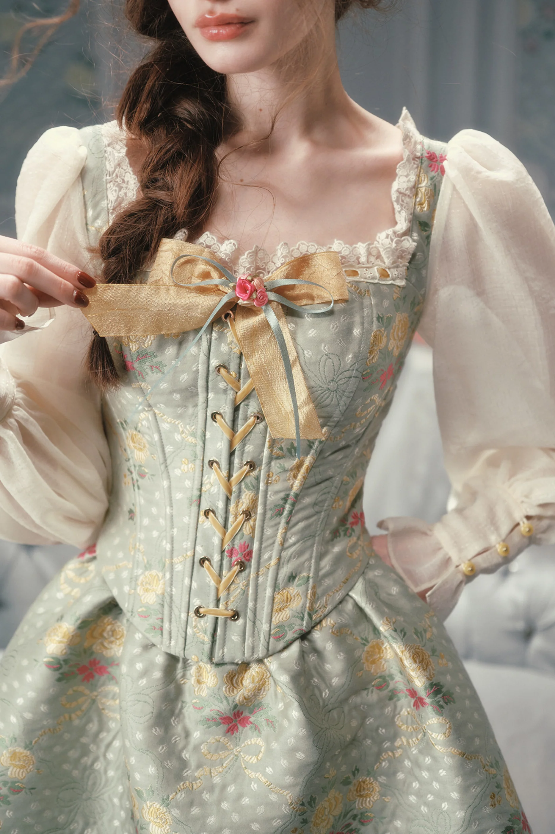 Lace Retro Fishbone Dress - Image 8