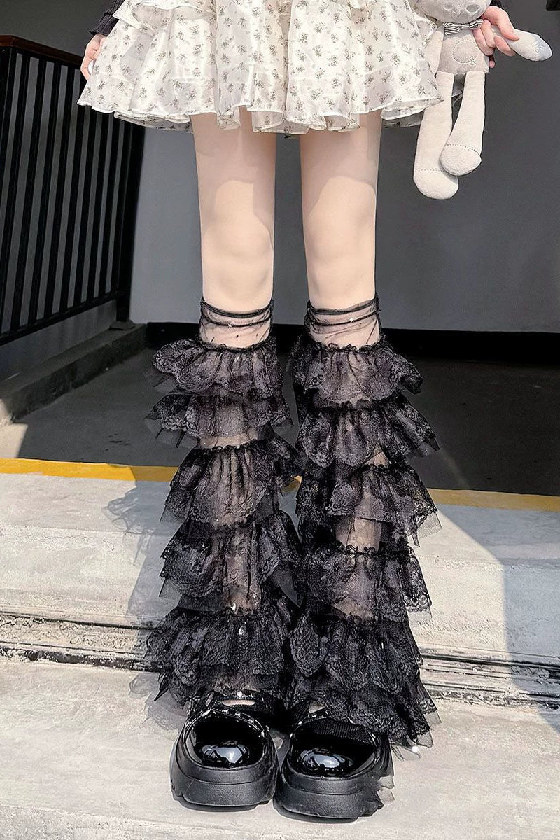 Lace Ruffled Leg Warmers - Image 2