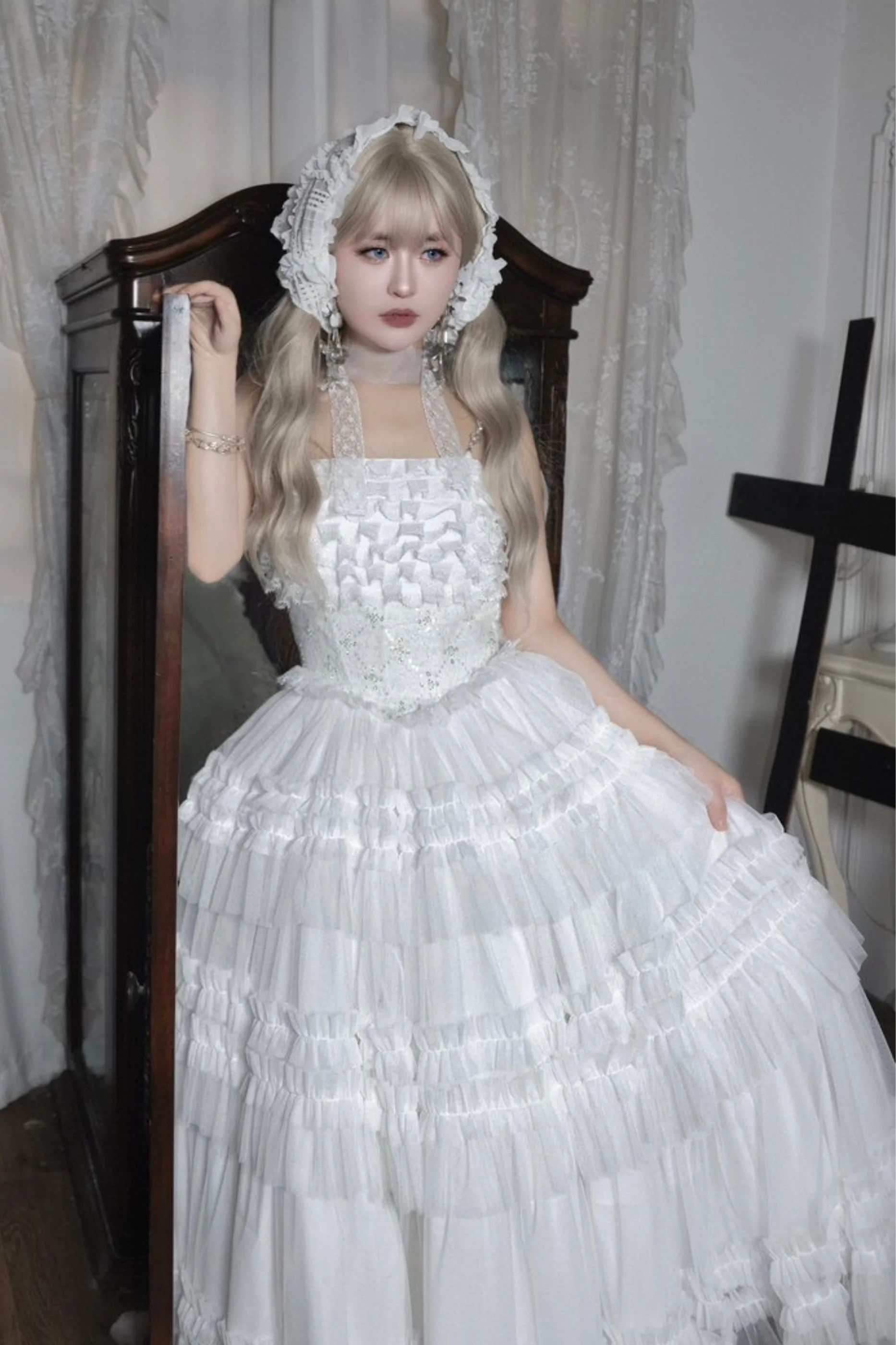 Lace Swan Lolita Camisole Dress - Image 25
