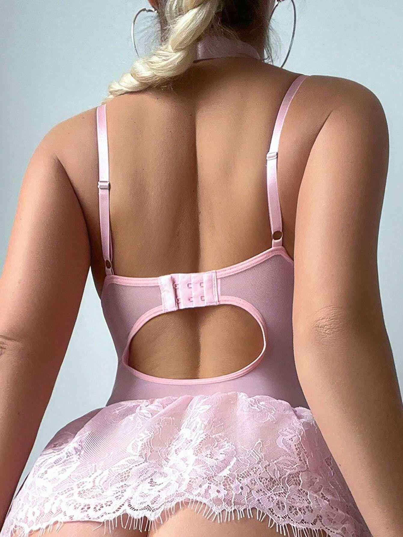 Lace Spliced Lingerie Dress - Image 4