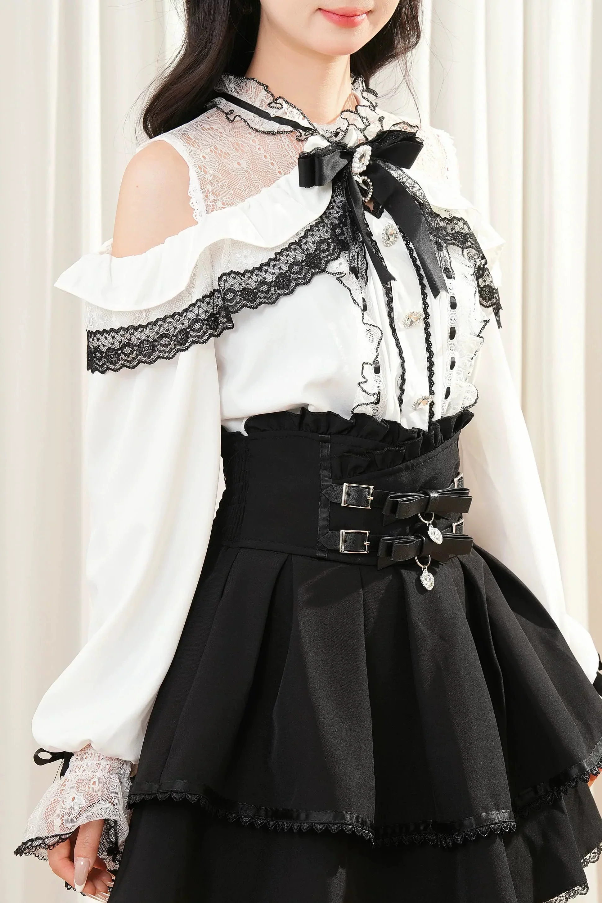 Lace Trim Off-Shoulder Set - Image 3