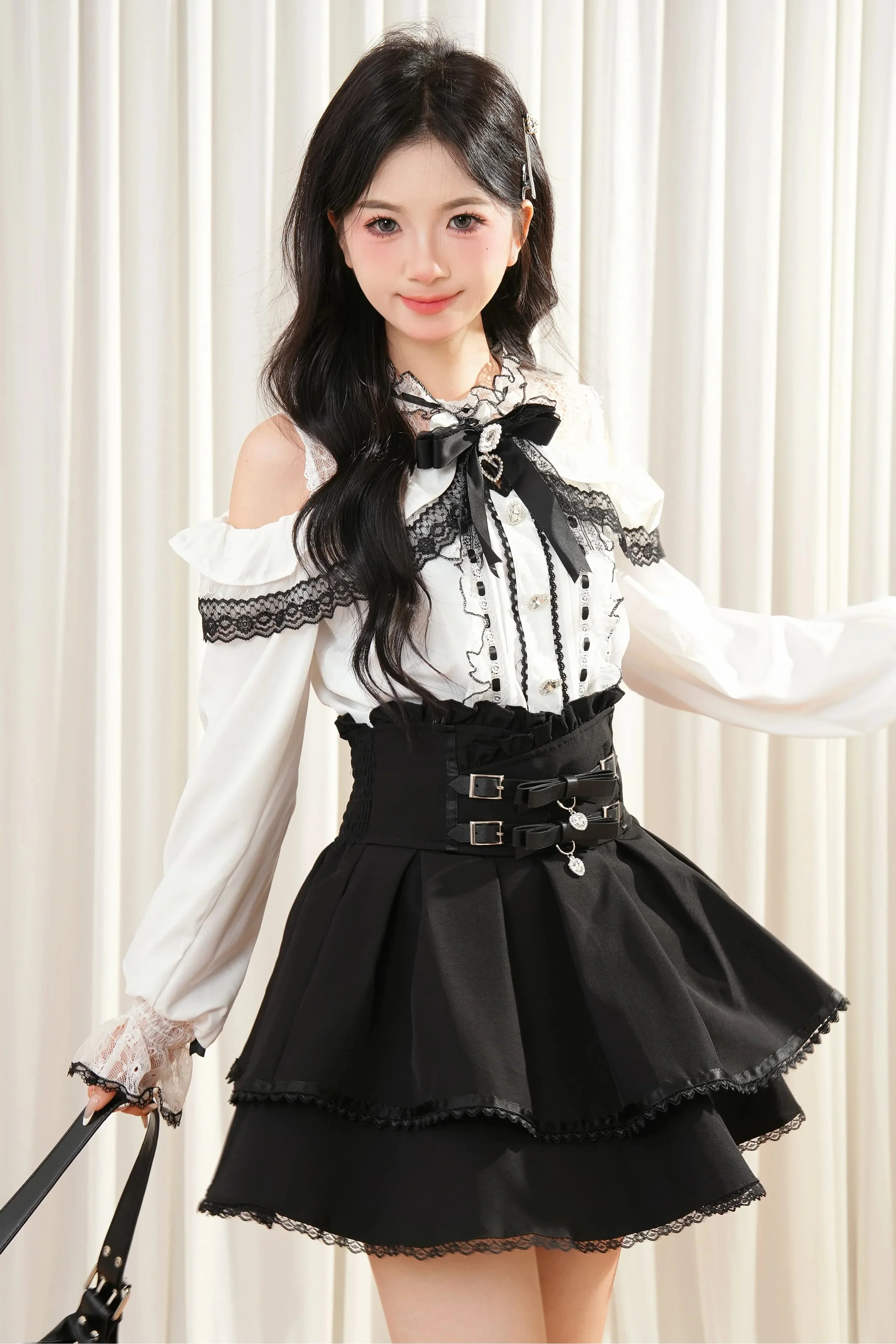Lace Trim Off-Shoulder Set - Image 4