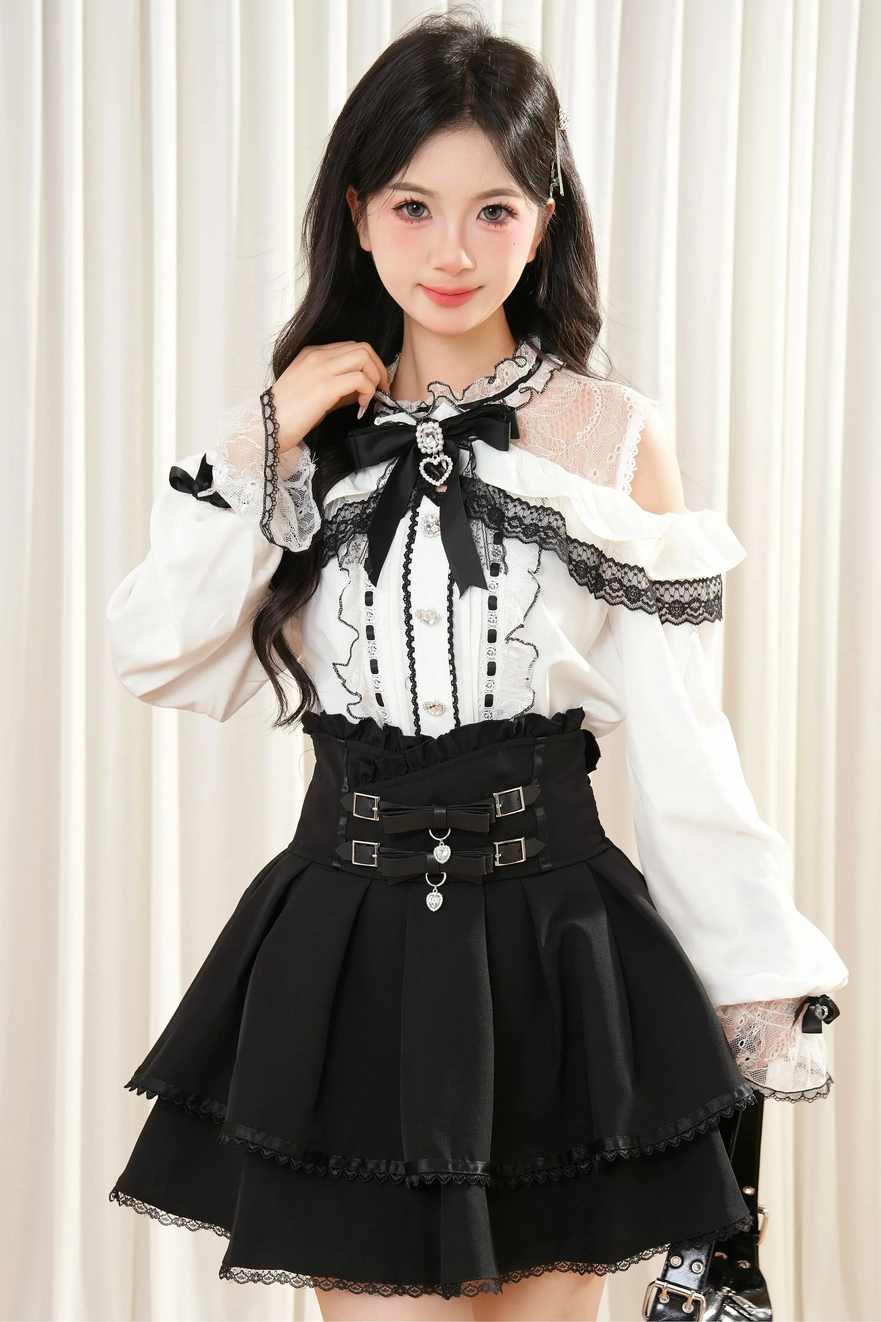 Lace Trim Off-Shoulder Set - Image 5