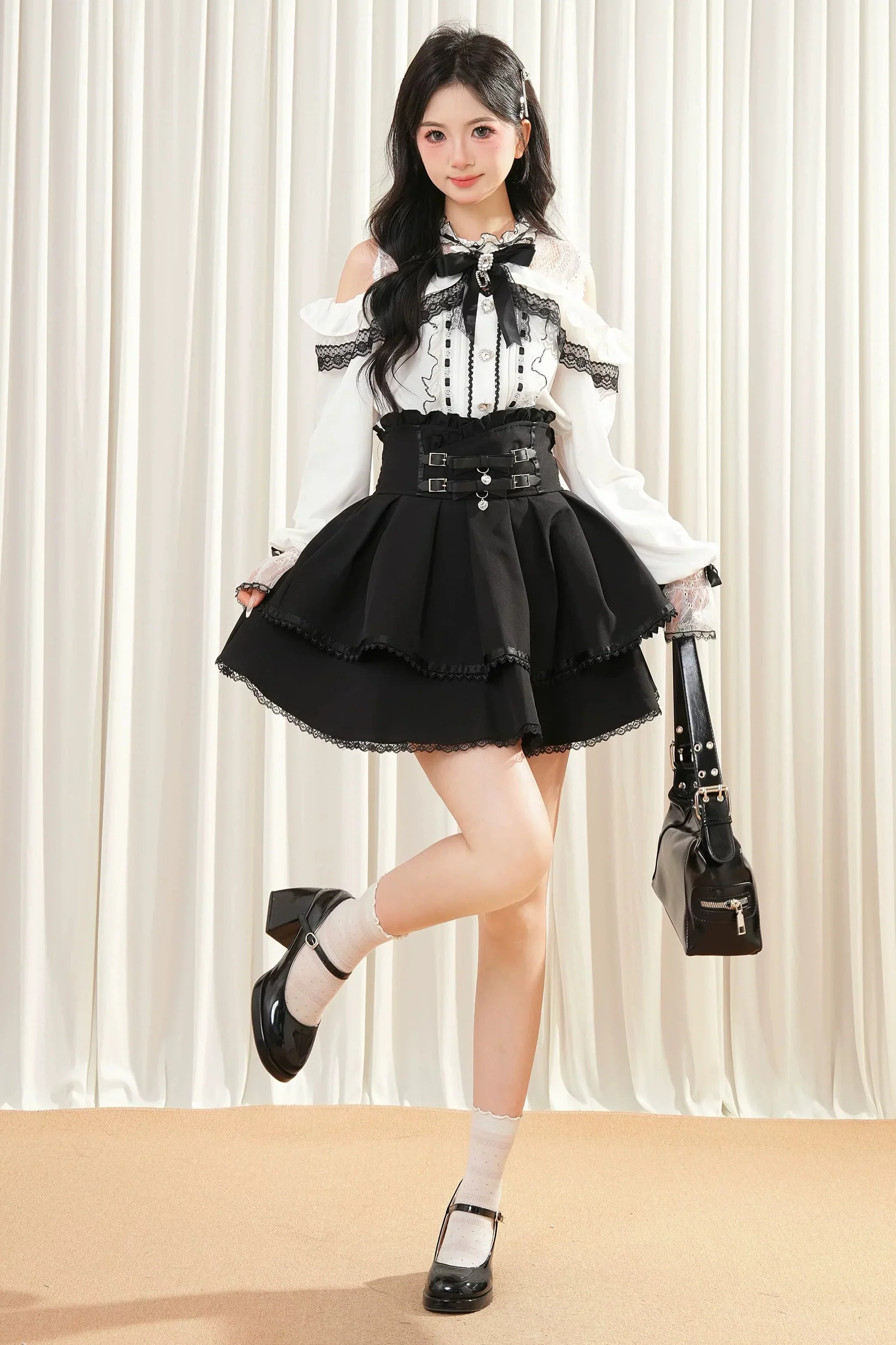 Lace Trim Off-Shoulder Set - Image 7