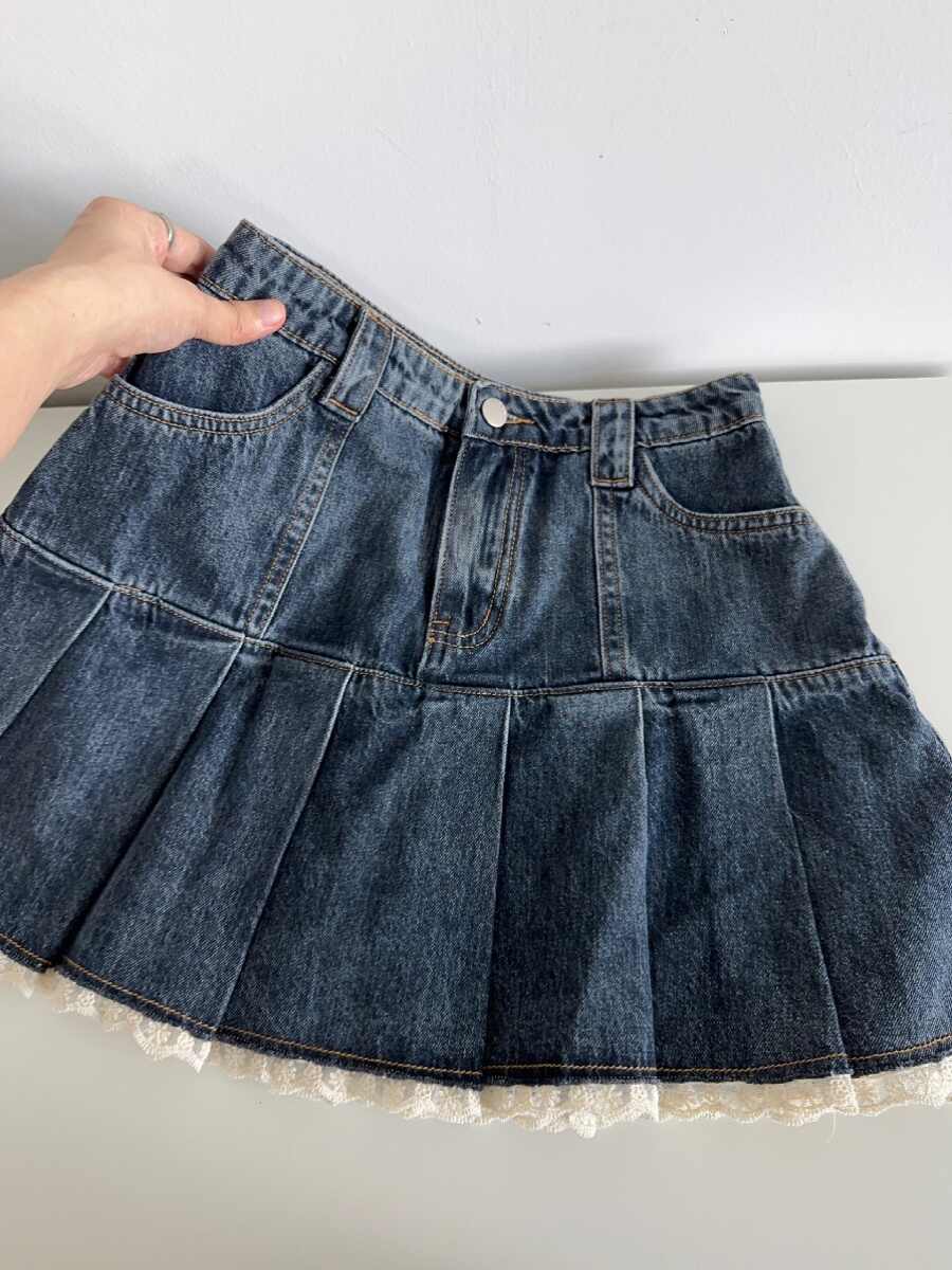 Lace-trimmed Denim Skirt - Image 4