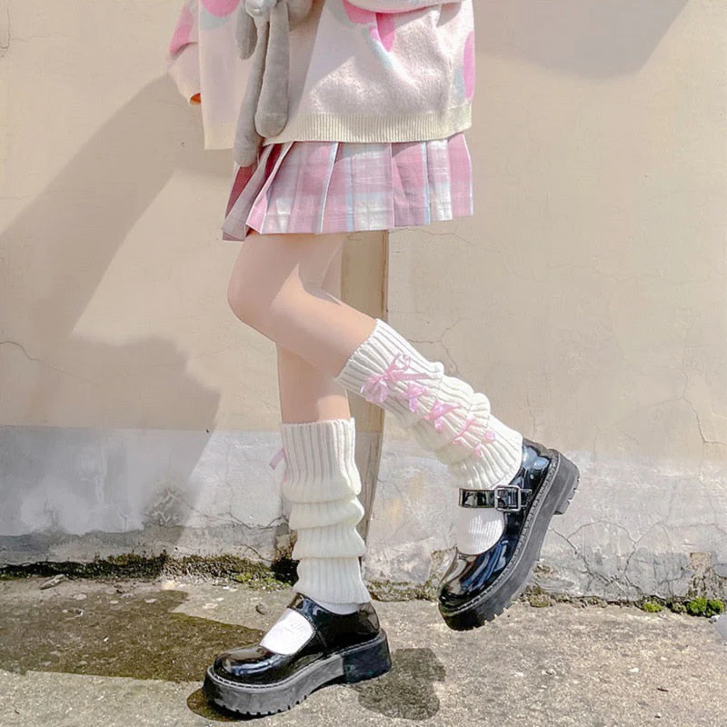 Lace Up Bow Leg Warmers - Image 2