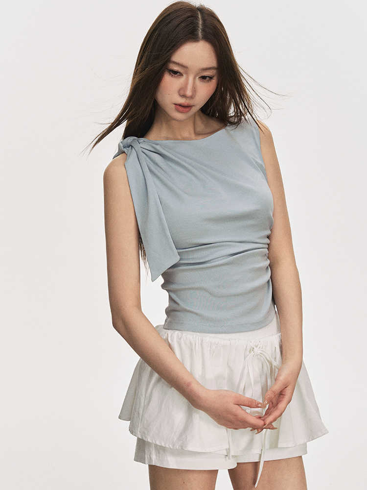 Lace-up Pleated Tank Top - Image 2