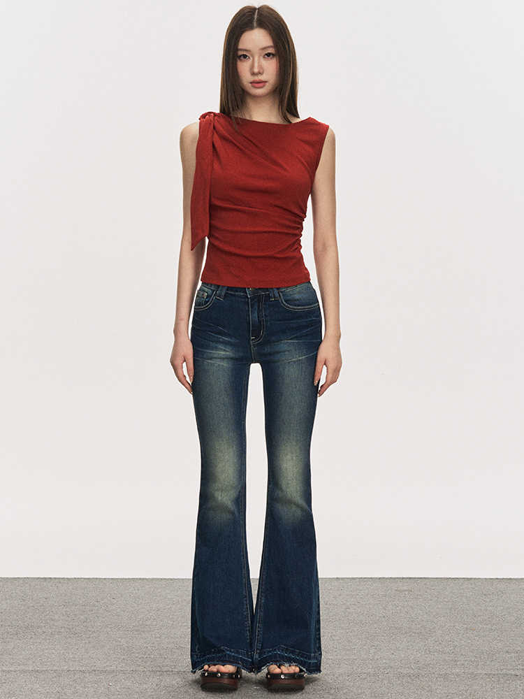 Lace-up Pleated Tank Top - Image 4