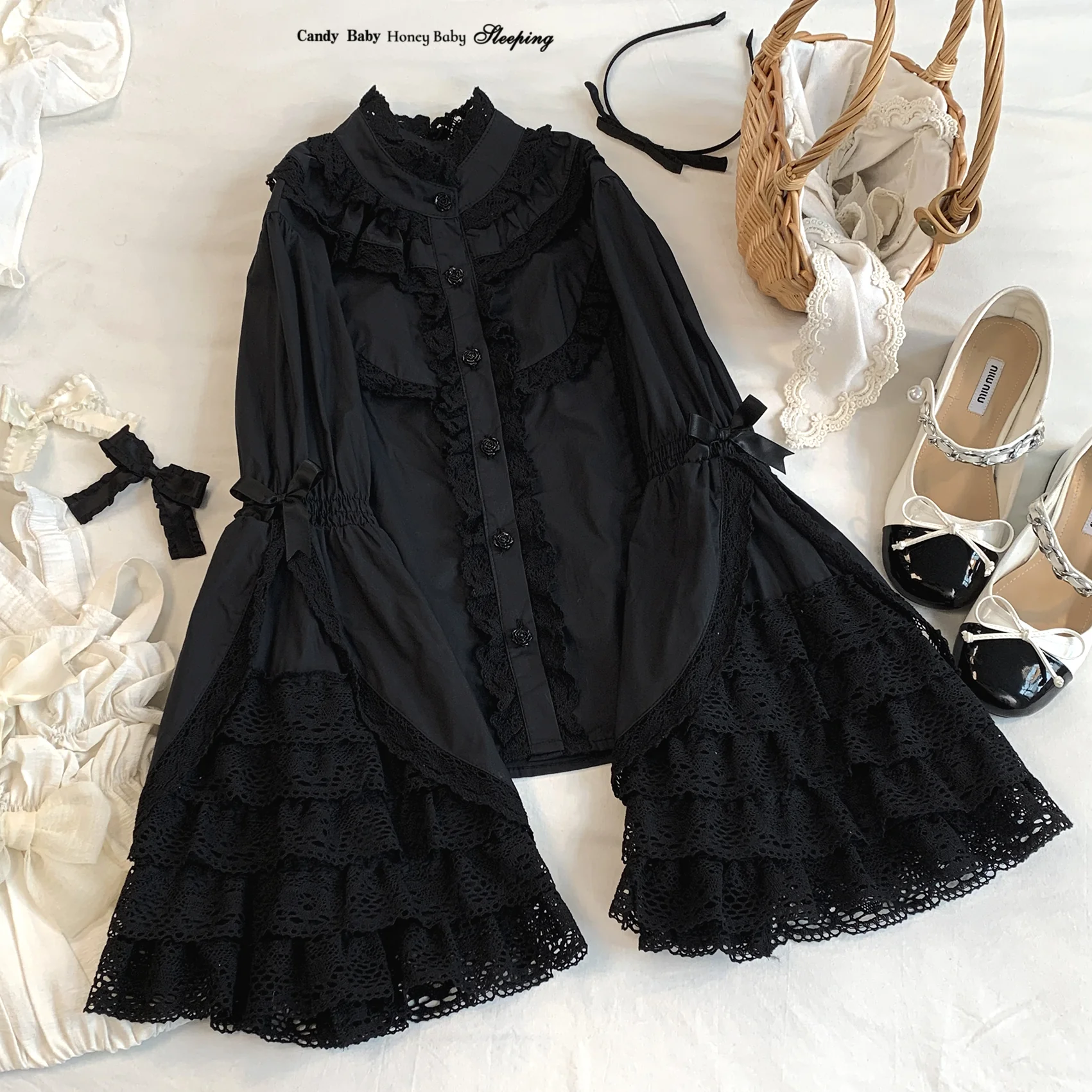 Lace Vintage Cotton Layered Ruffled Shirt - Image 4
