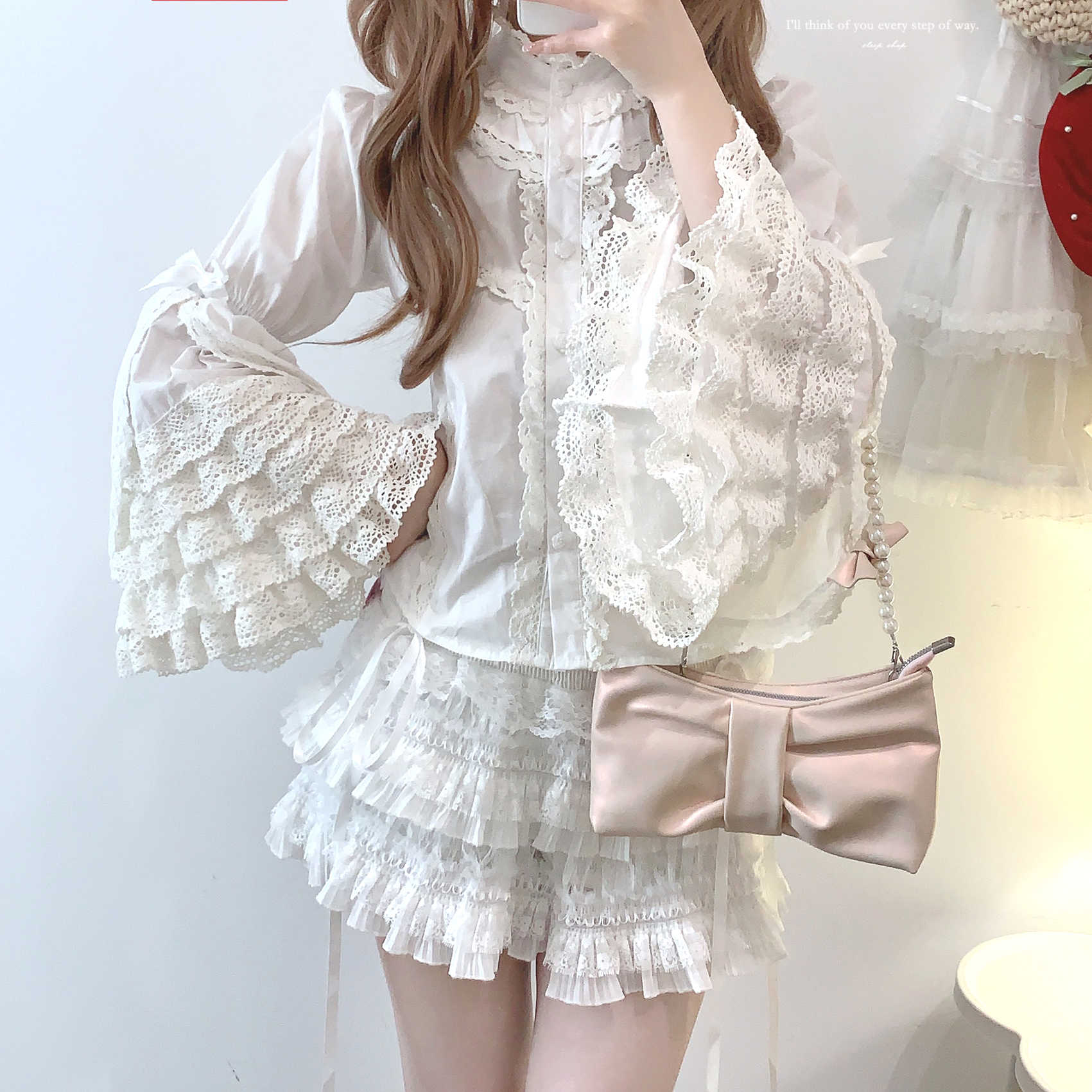 Lace Vintage Cotton Layered Ruffled Shirt - Image 5