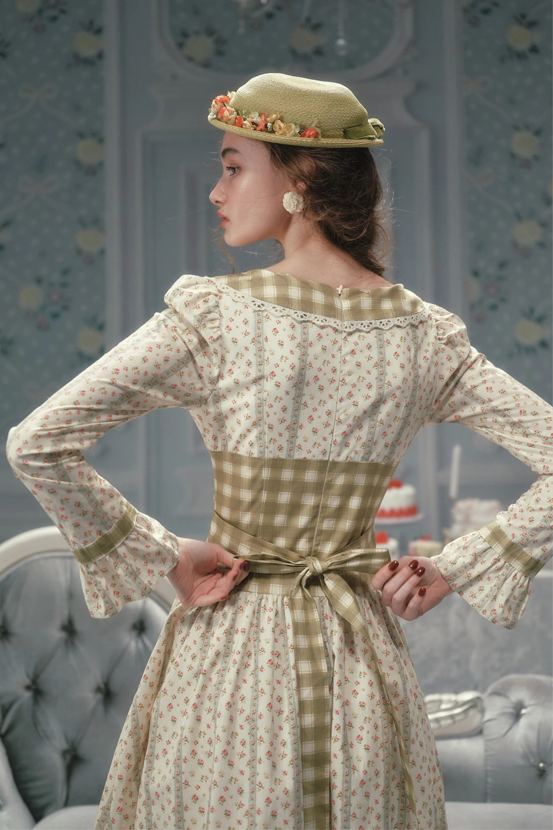 Retro Lace Maid Floral Cotton Dress - Image 11