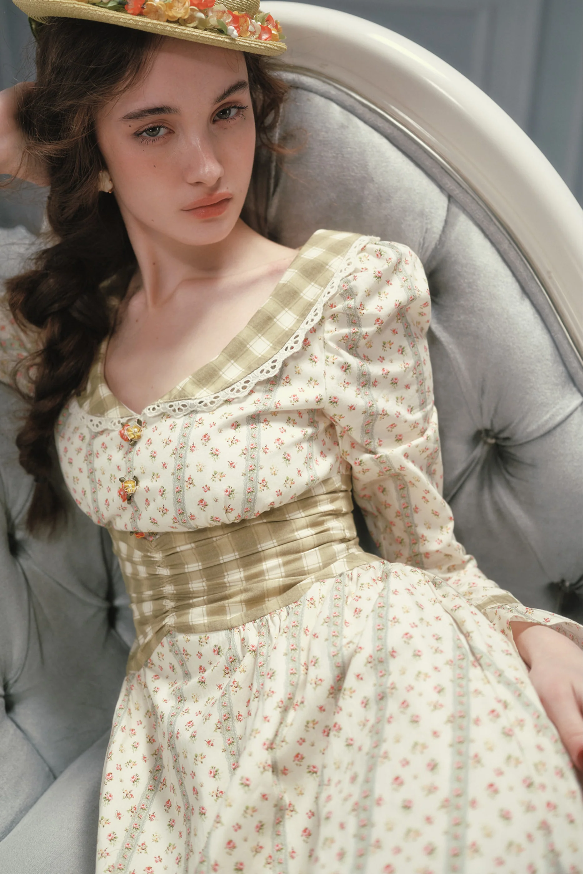 Retro Lace Maid Floral Cotton Dress - Image 12