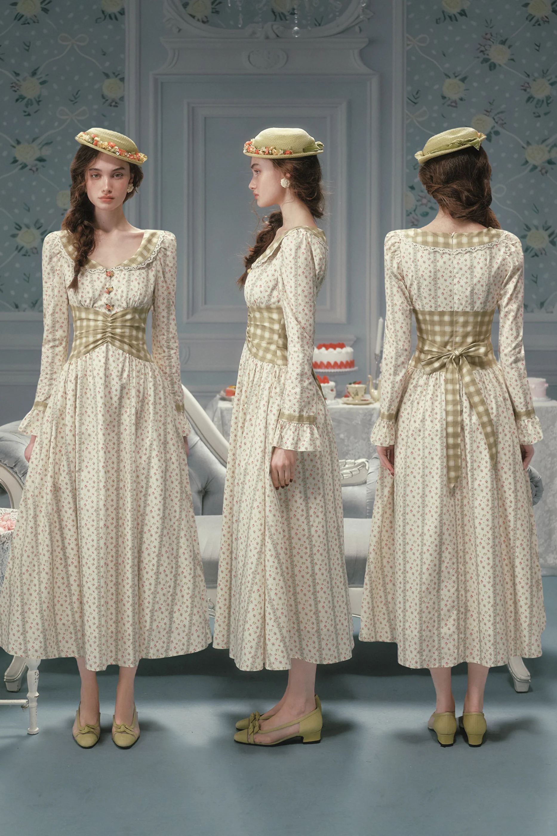 Retro Lace Maid Floral Cotton Dress - Image 14