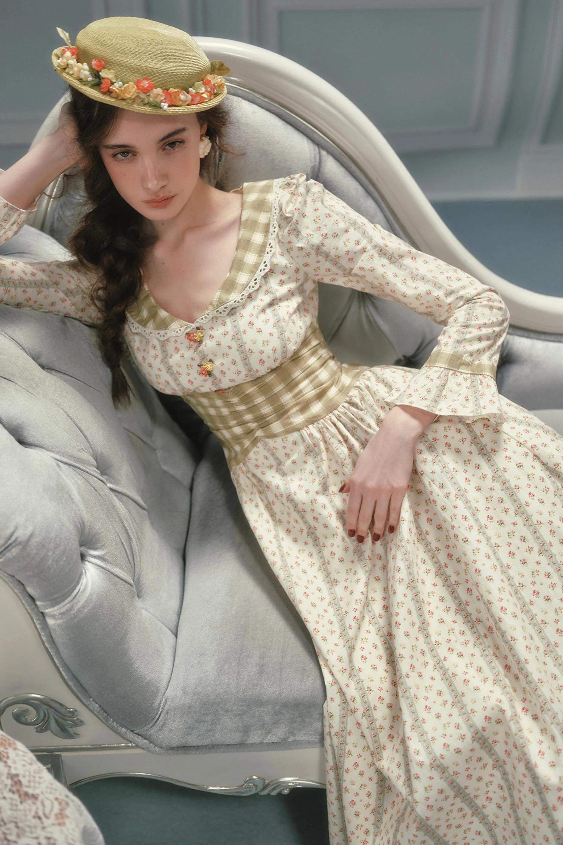 Retro Lace Maid Floral Cotton Dress - Image 8