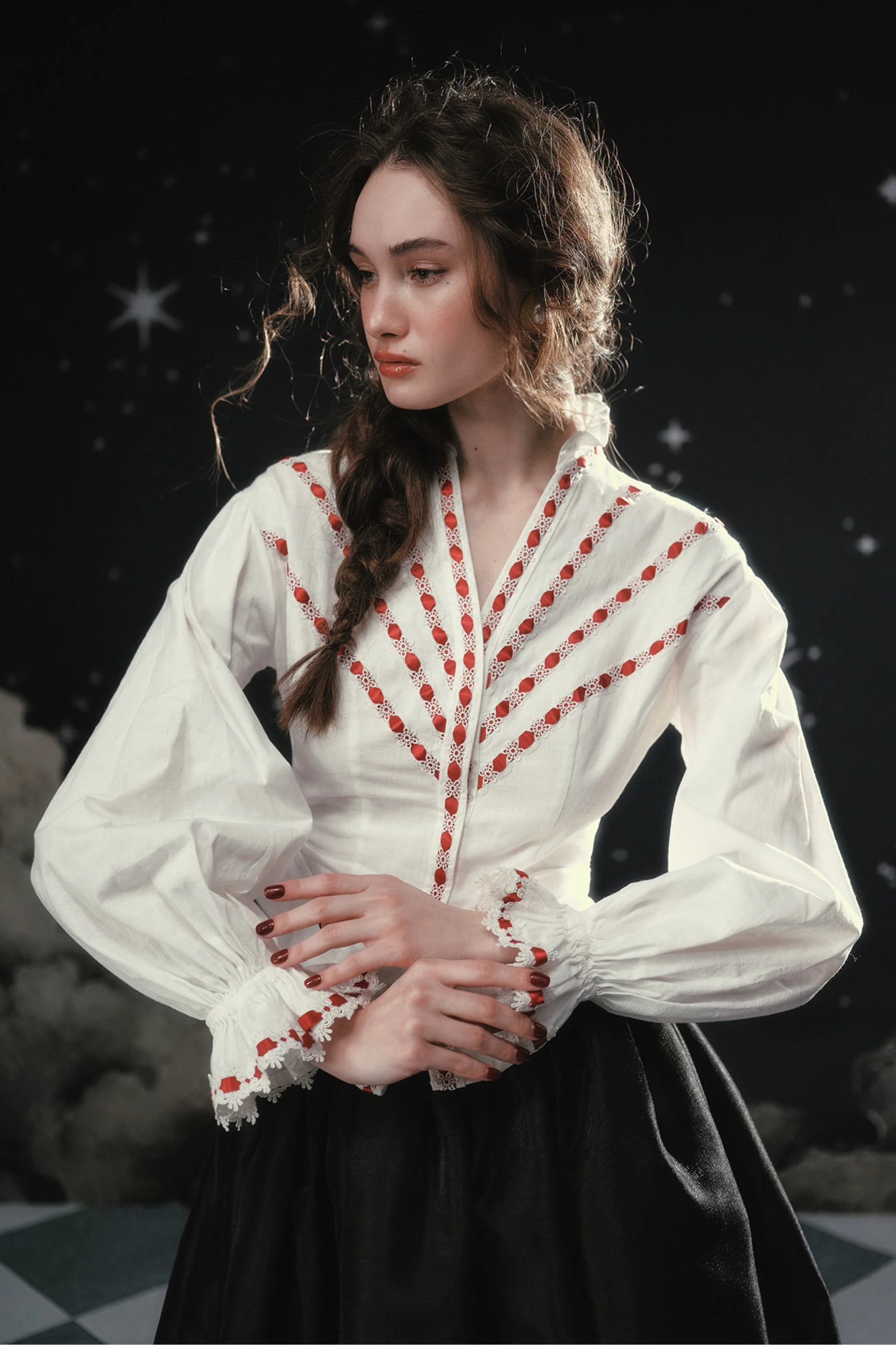 Lace Maid French Cotton Blouse + Flare Skirt - Image 11