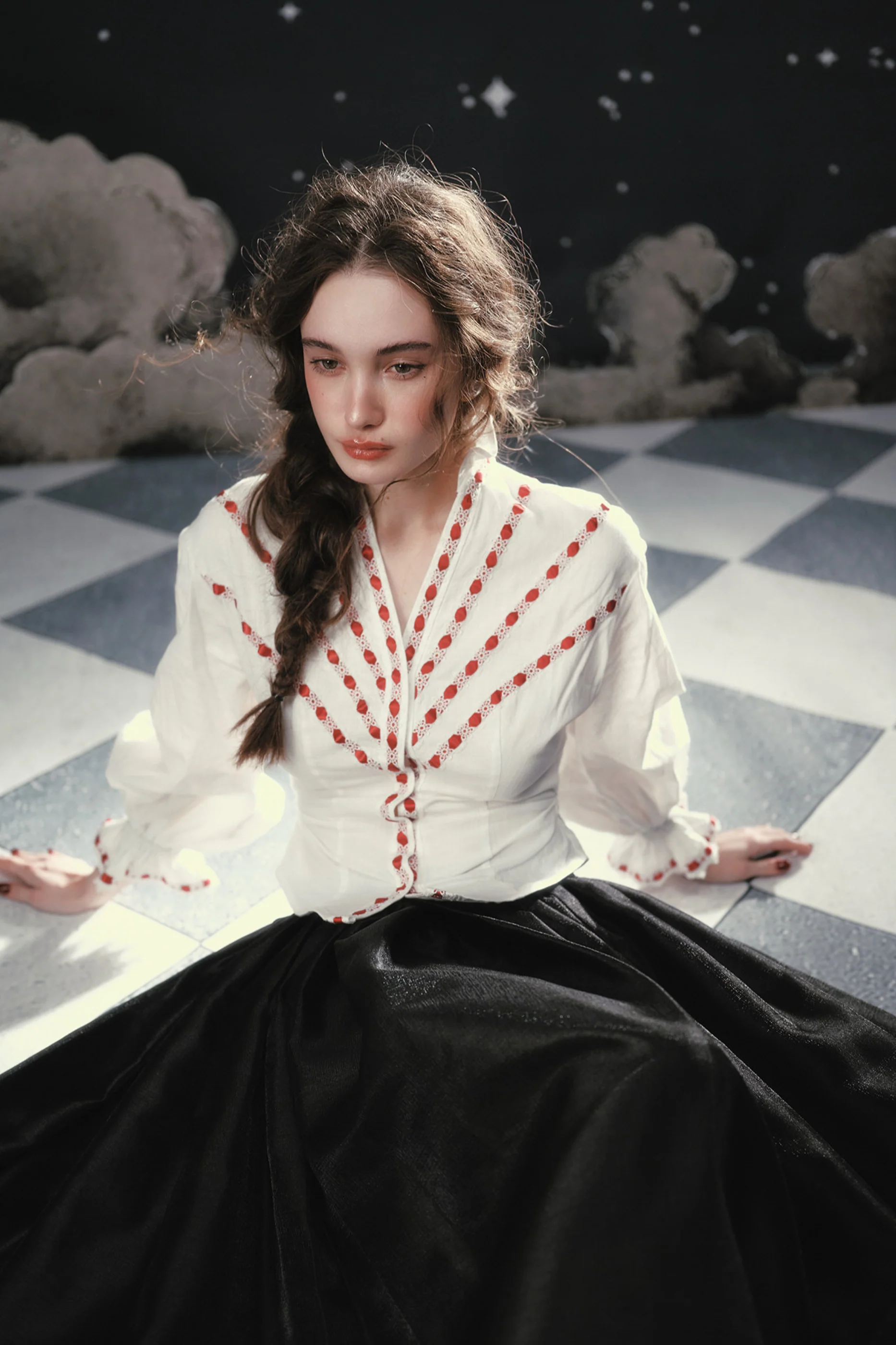 Lace Maid French Cotton Blouse + Flare Skirt - Image 12