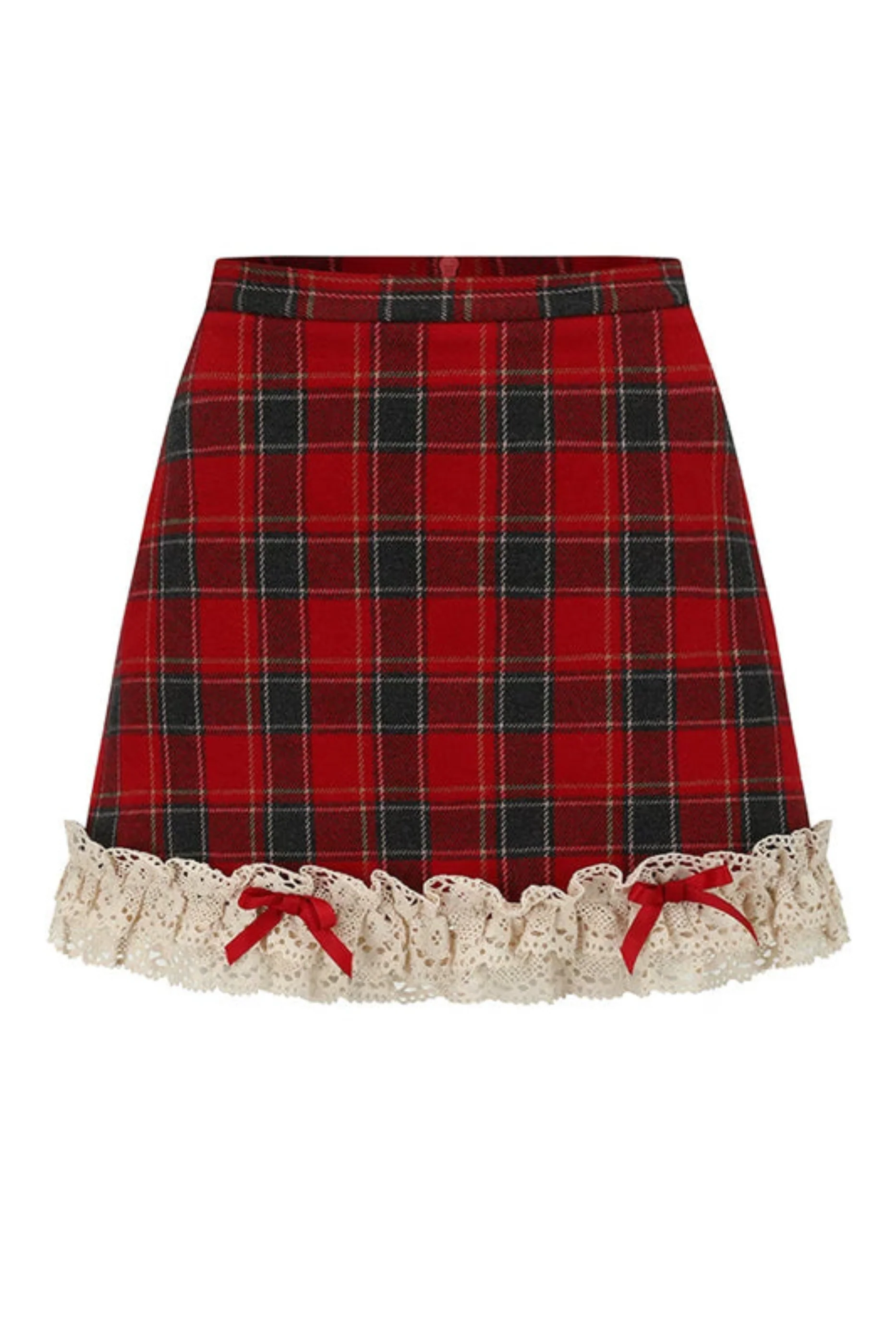 Lace Maid Plaid Corset Top + Crochet Cardigan + Plaid Skirt - Image 13