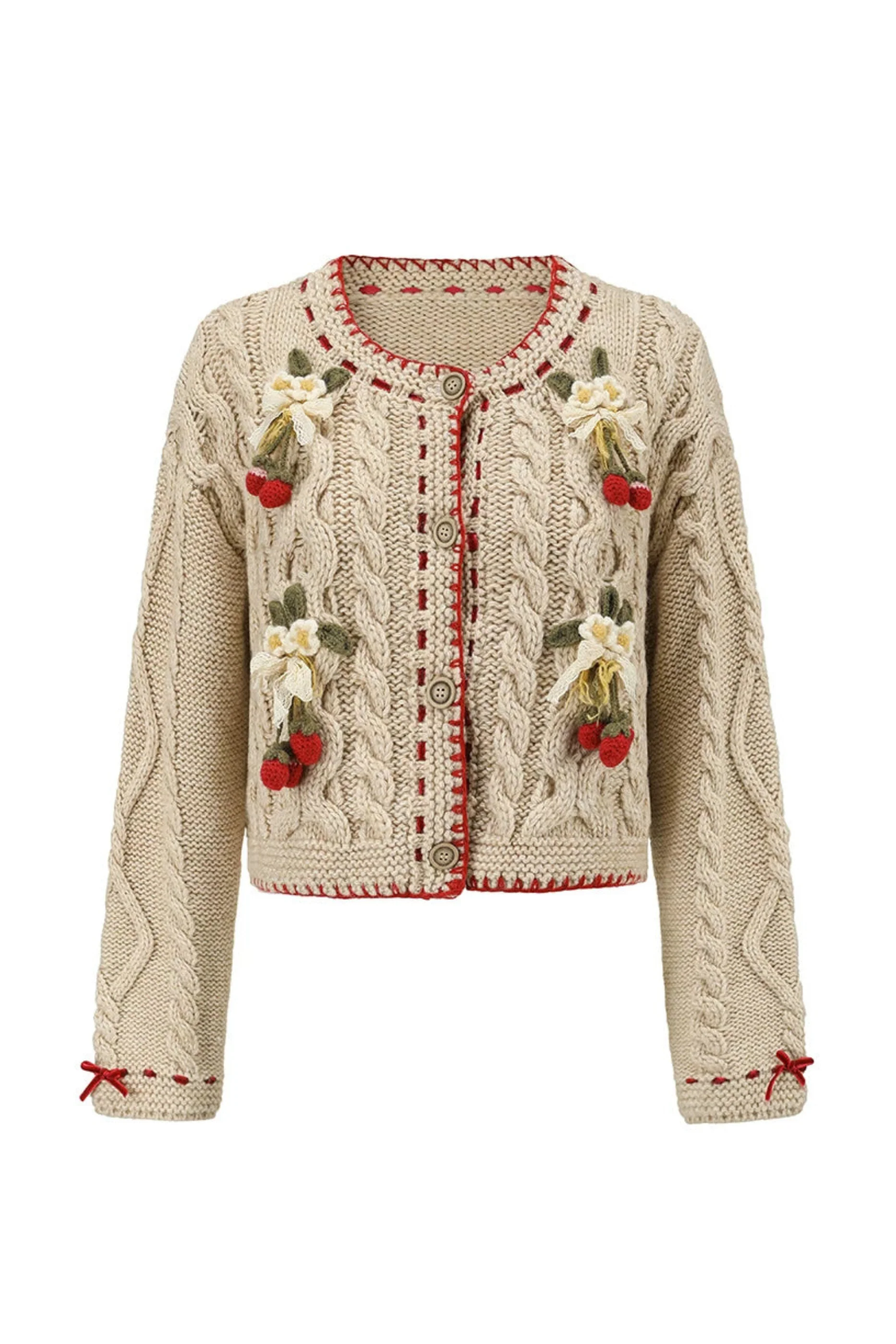 Lace Maid Plaid Corset Top + Crochet Cardigan + Plaid Skirt - Image 9