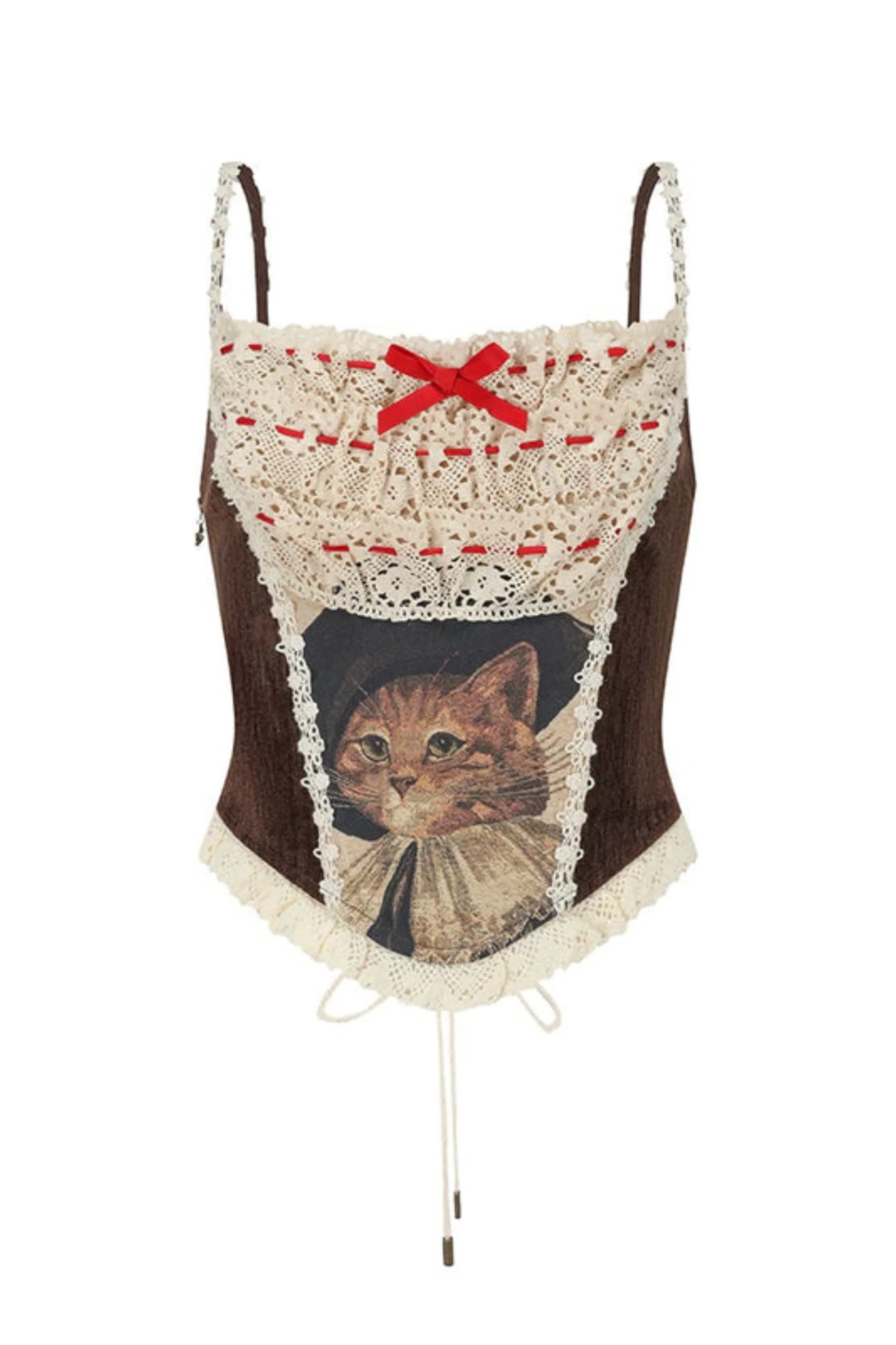 Lace Maid Plaid Corset Top + Crochet Cardigan + Plaid Skirt - Image 10
