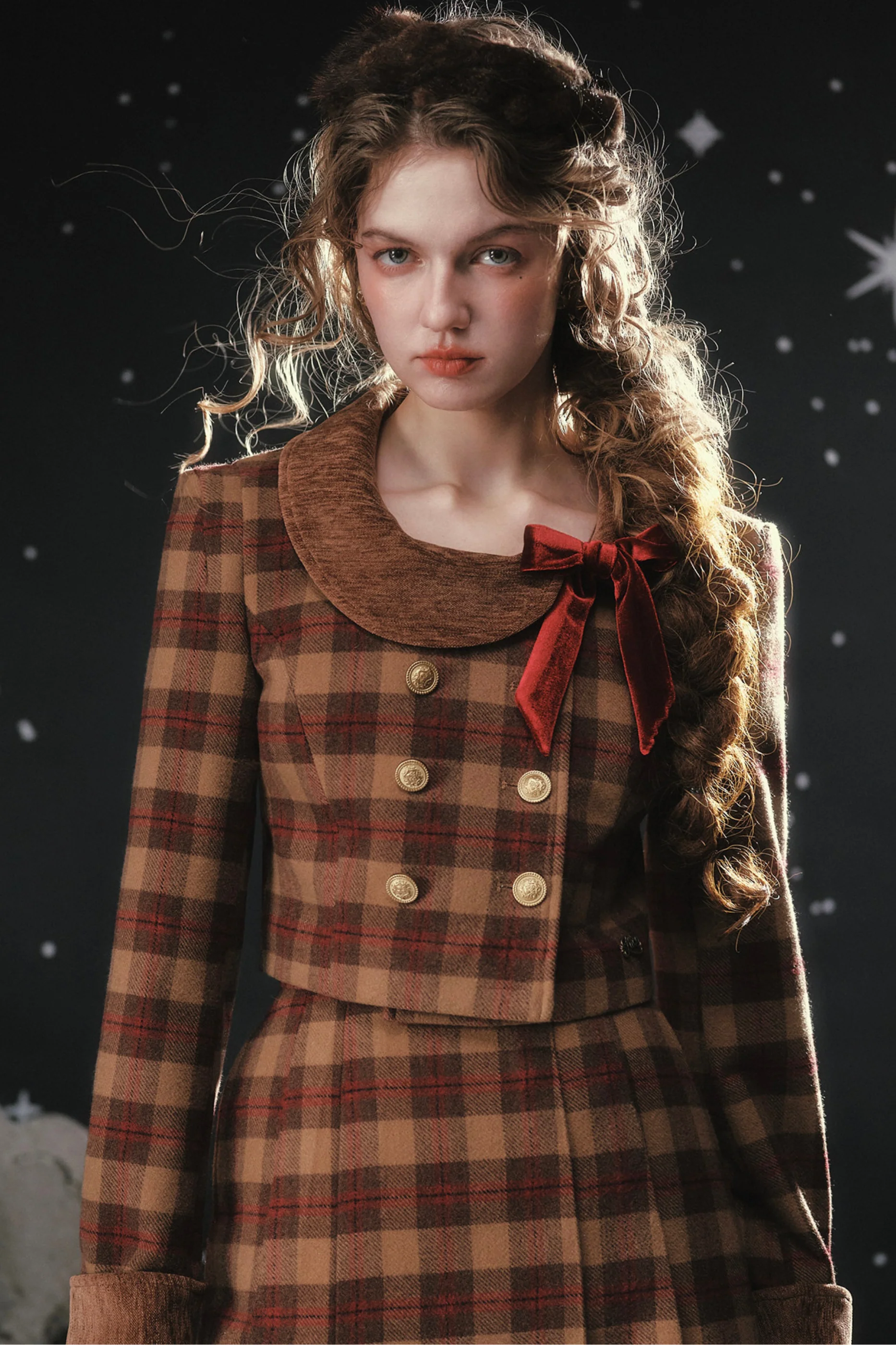 French British College Maillard Check Jacket + Skirt - Image 10