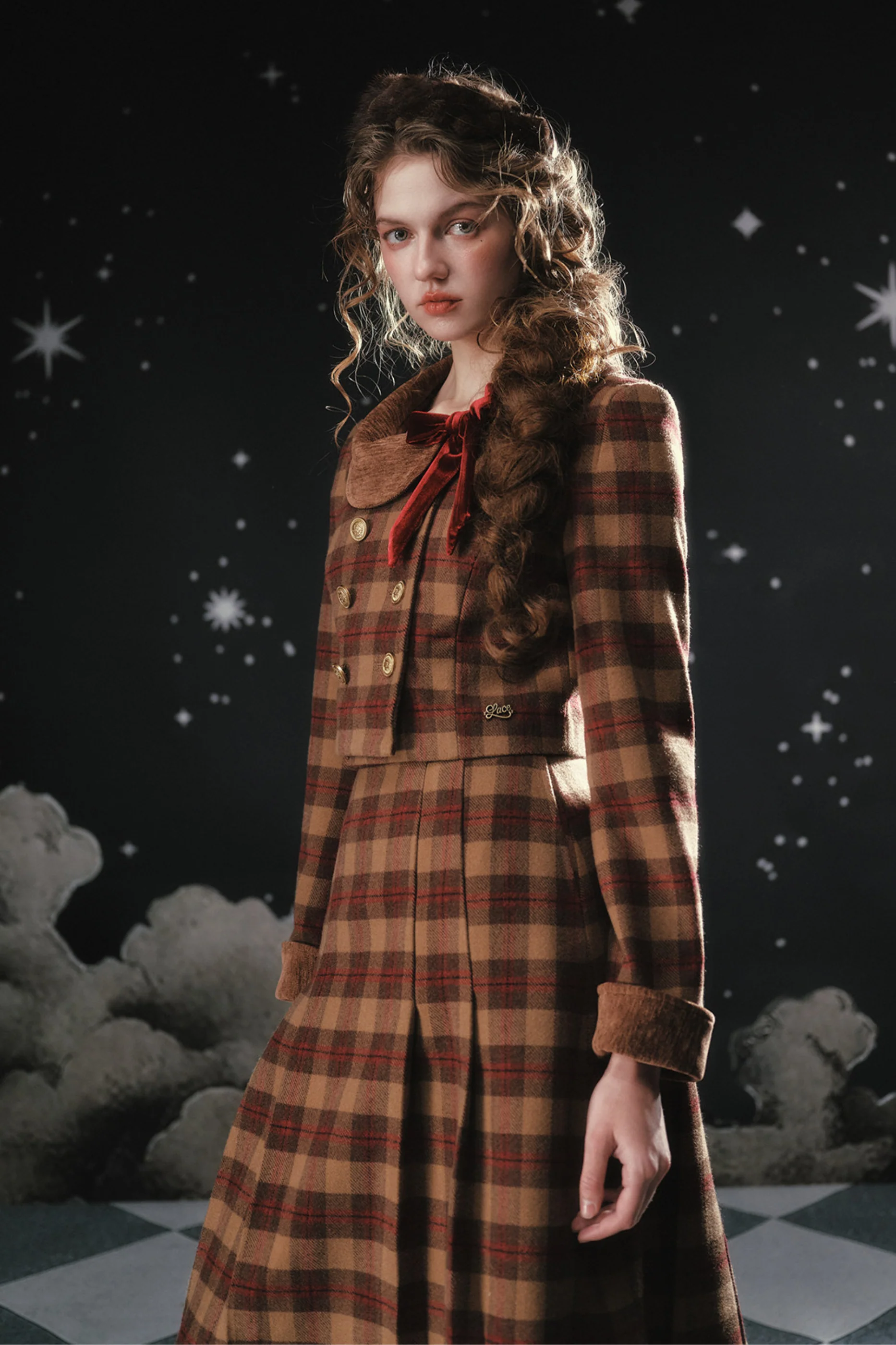 French British College Maillard Check Jacket + Skirt - Image 8