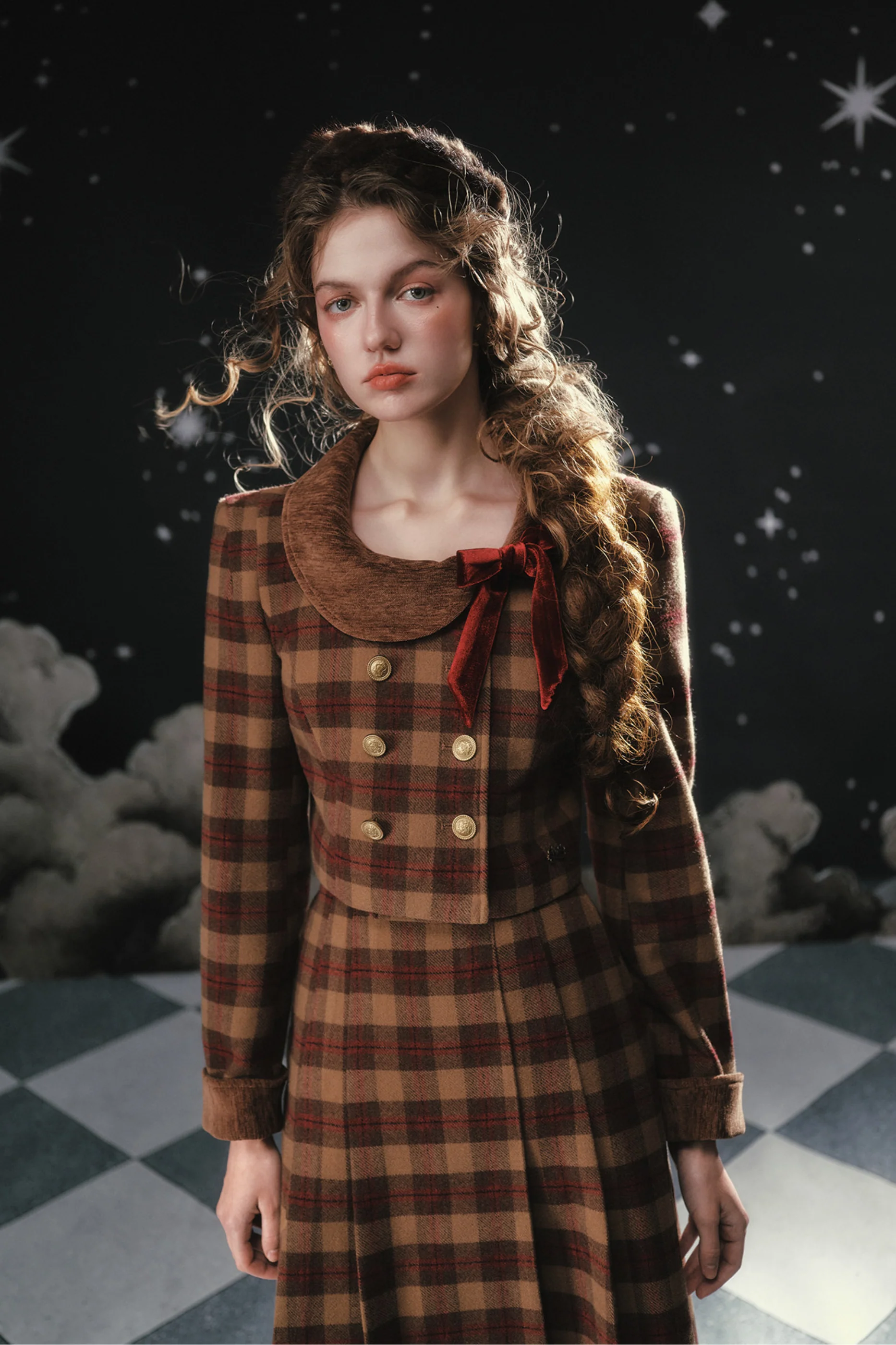 French British College Maillard Check Jacket + Skirt - Image 9