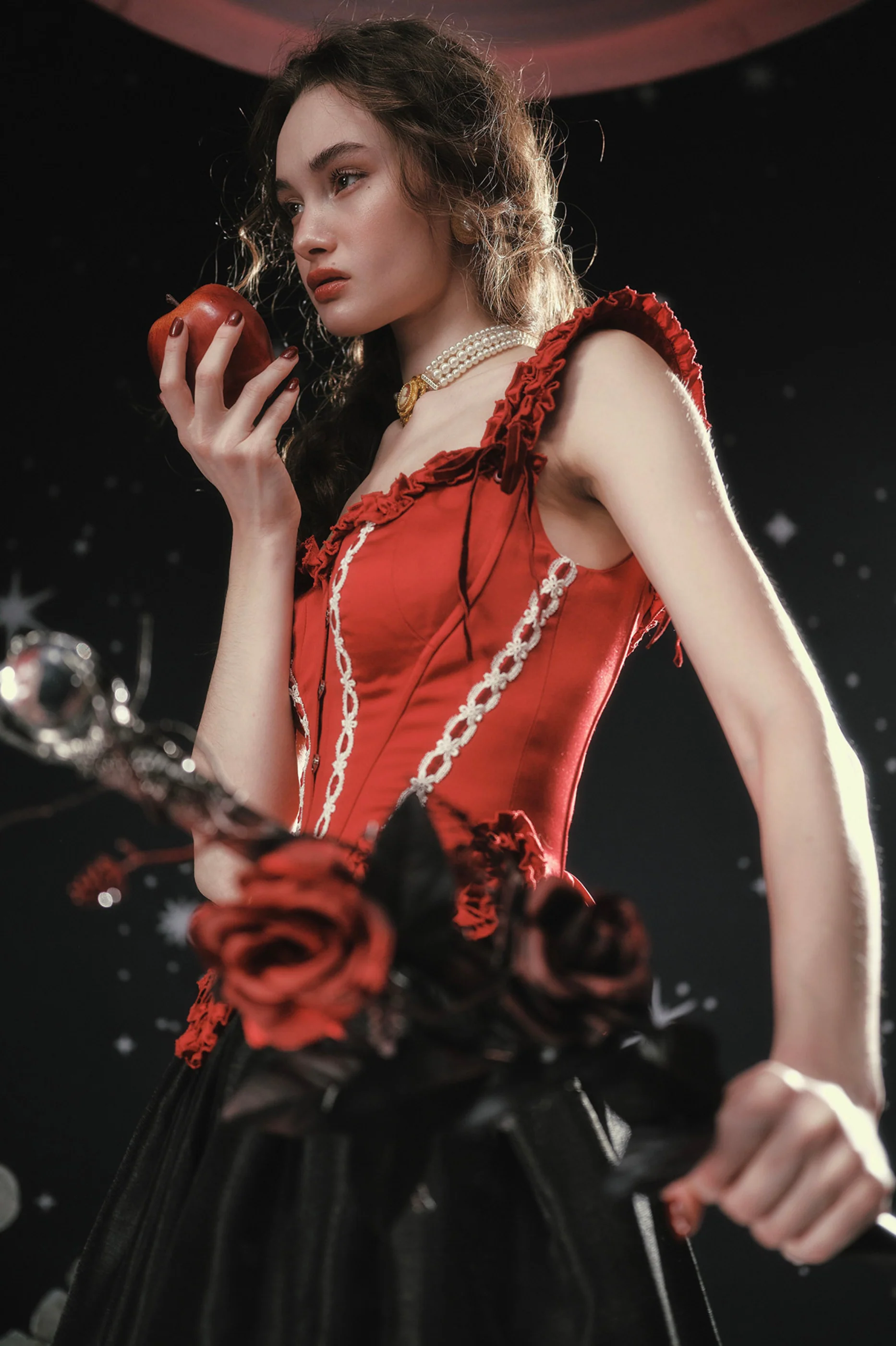 Lace Maid Retro Red Corset Top + Flare Skirt - Image 6